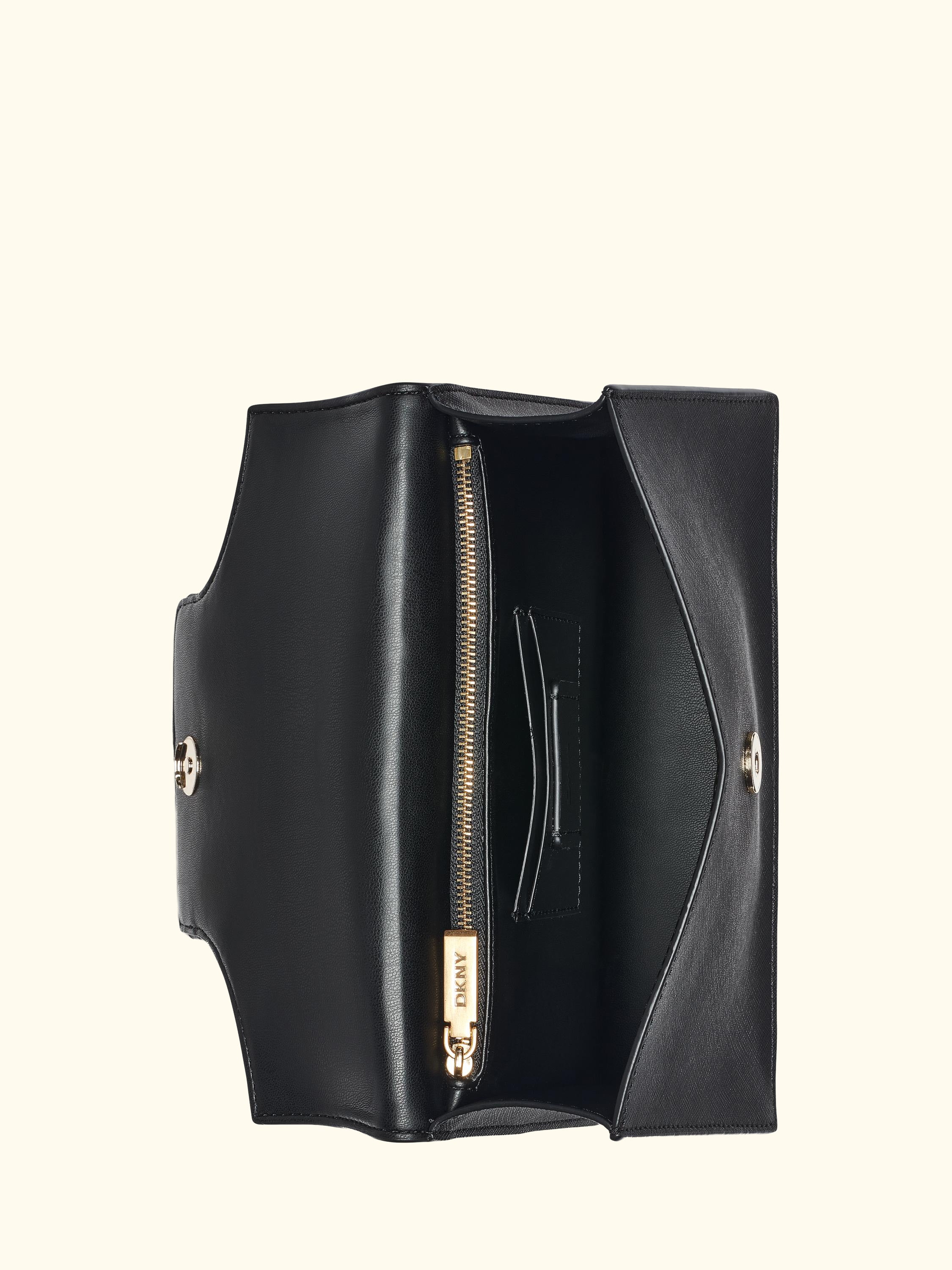 Avril Leather Crossbody Satchel Bag, Black/Gold