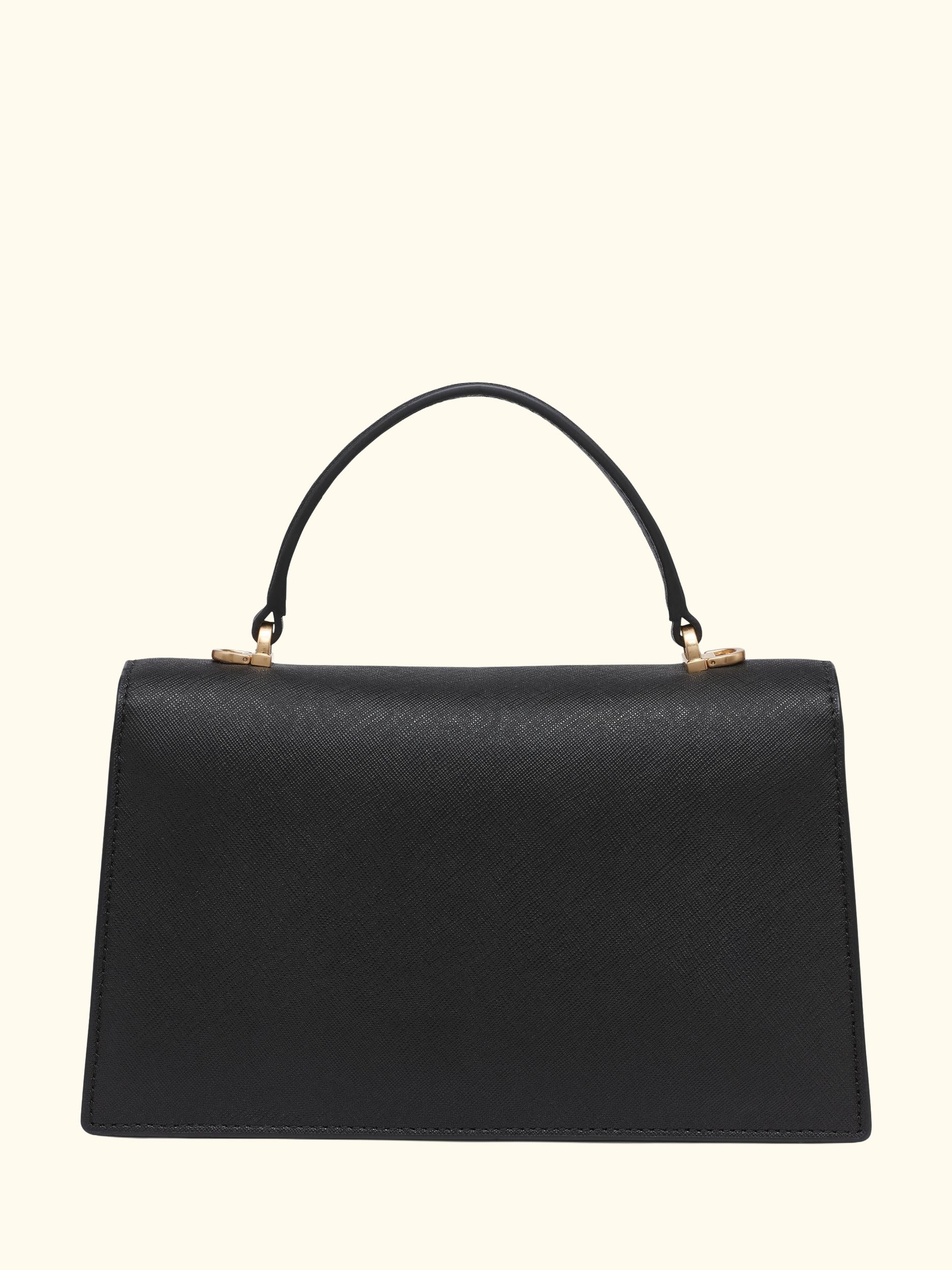 Avril Leather Crossbody Satchel Bag, Black/Gold