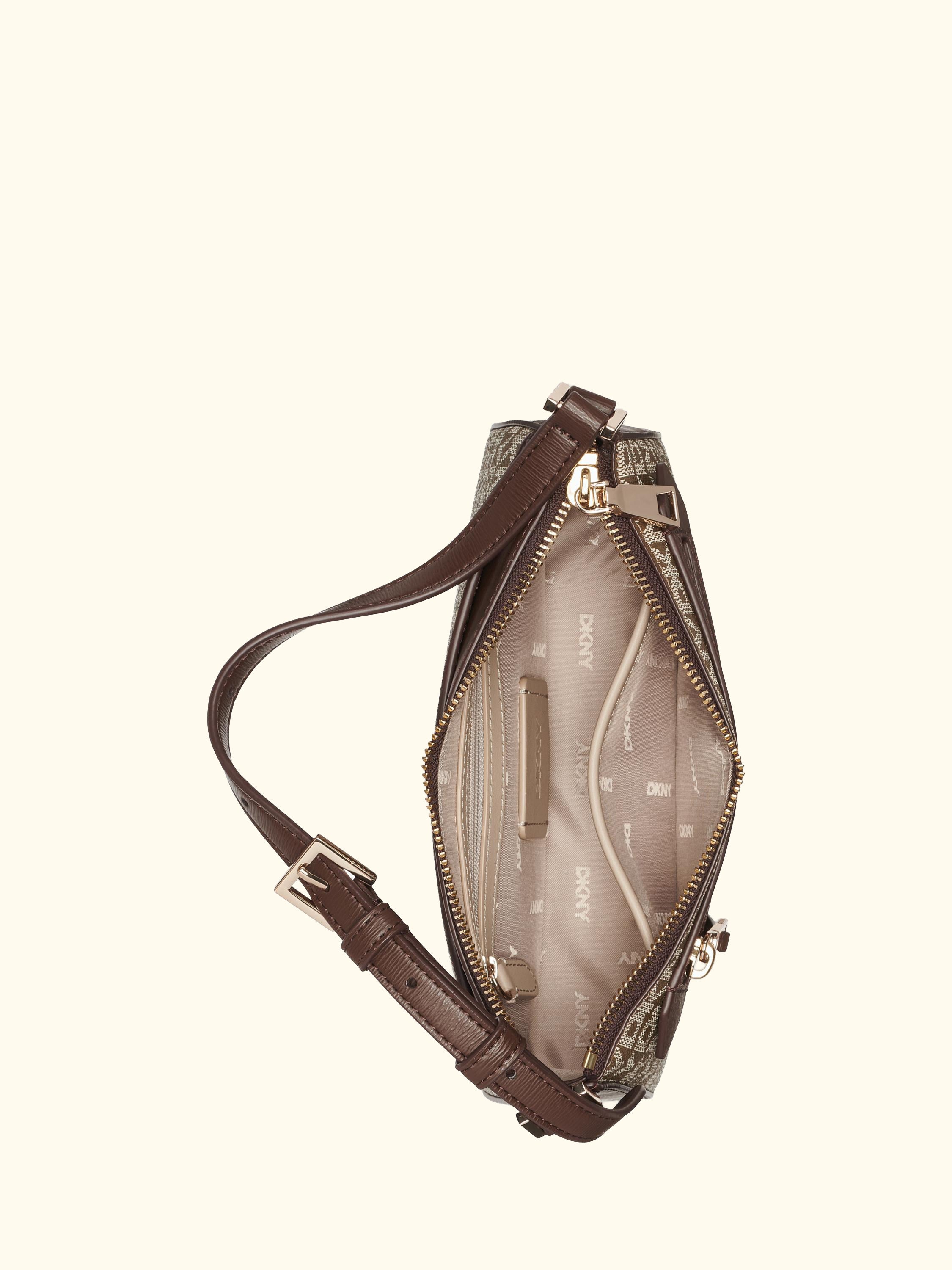Bryant Park Top Zip Demi Crossbody Bag, Chino/Choc