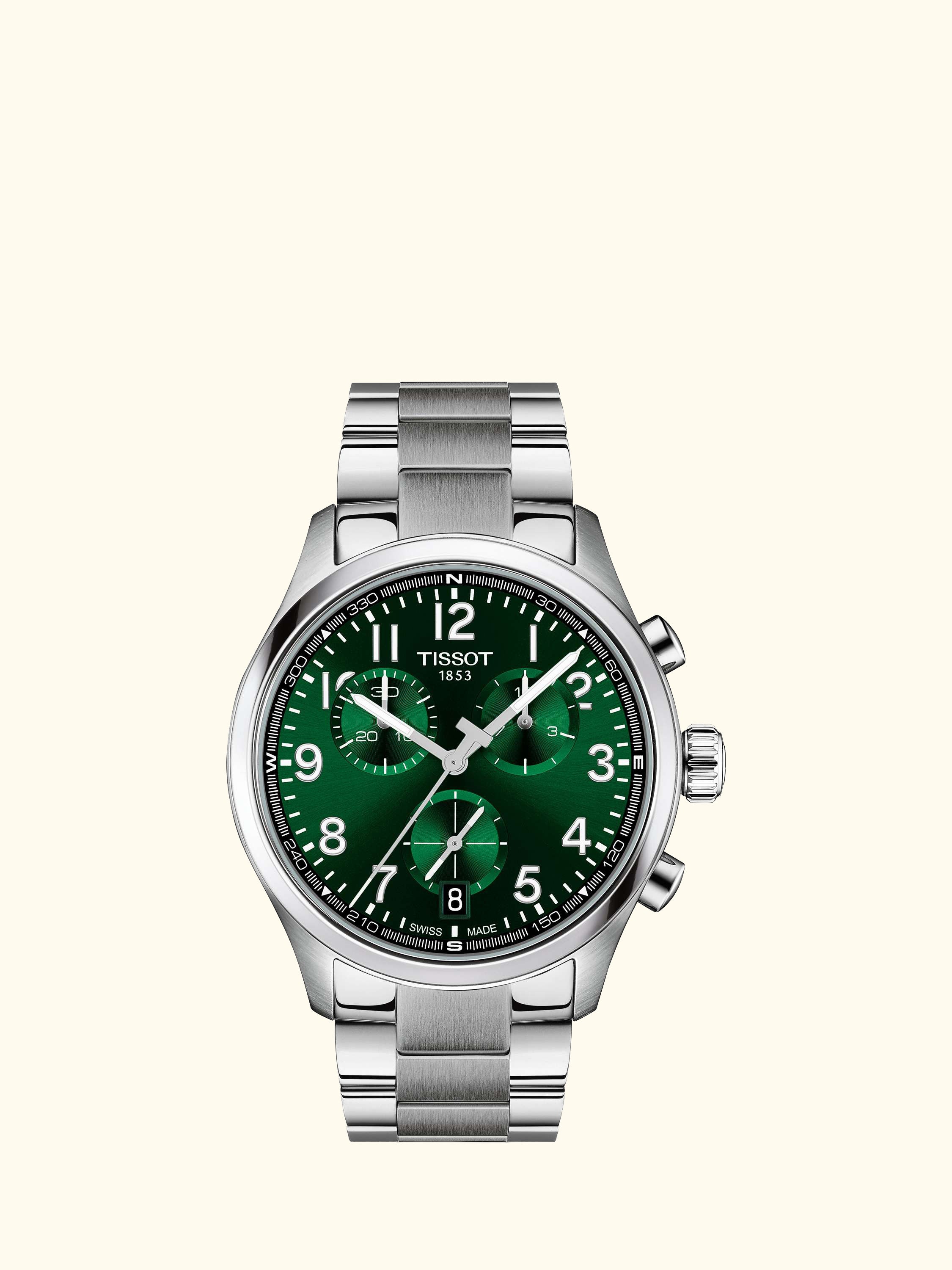 T1164171109200 Men's Chrono L Round Bracelet Strap Watch, Green/Silver