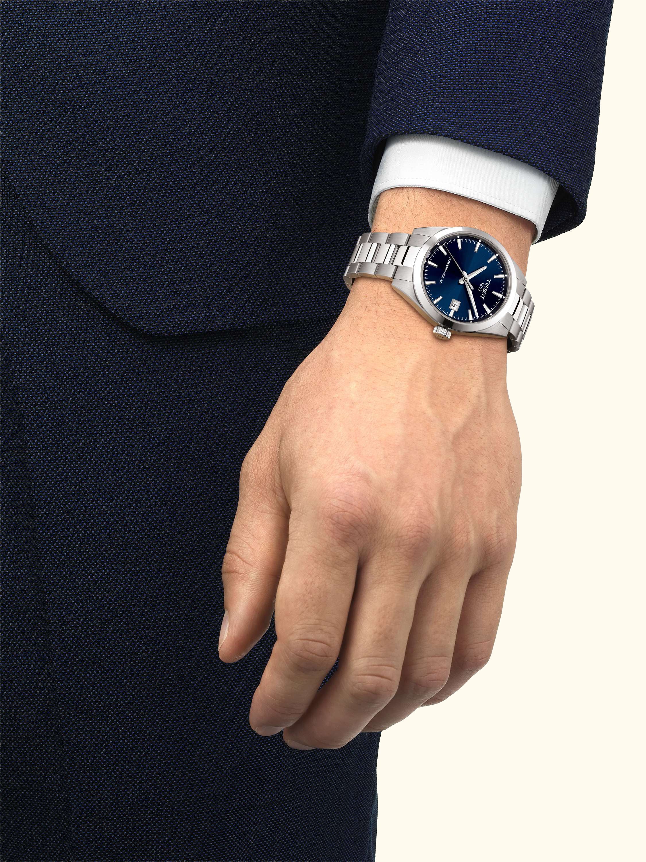 T1658071104100 Gentleman Bracelet Strap Watch, Blue/Silver