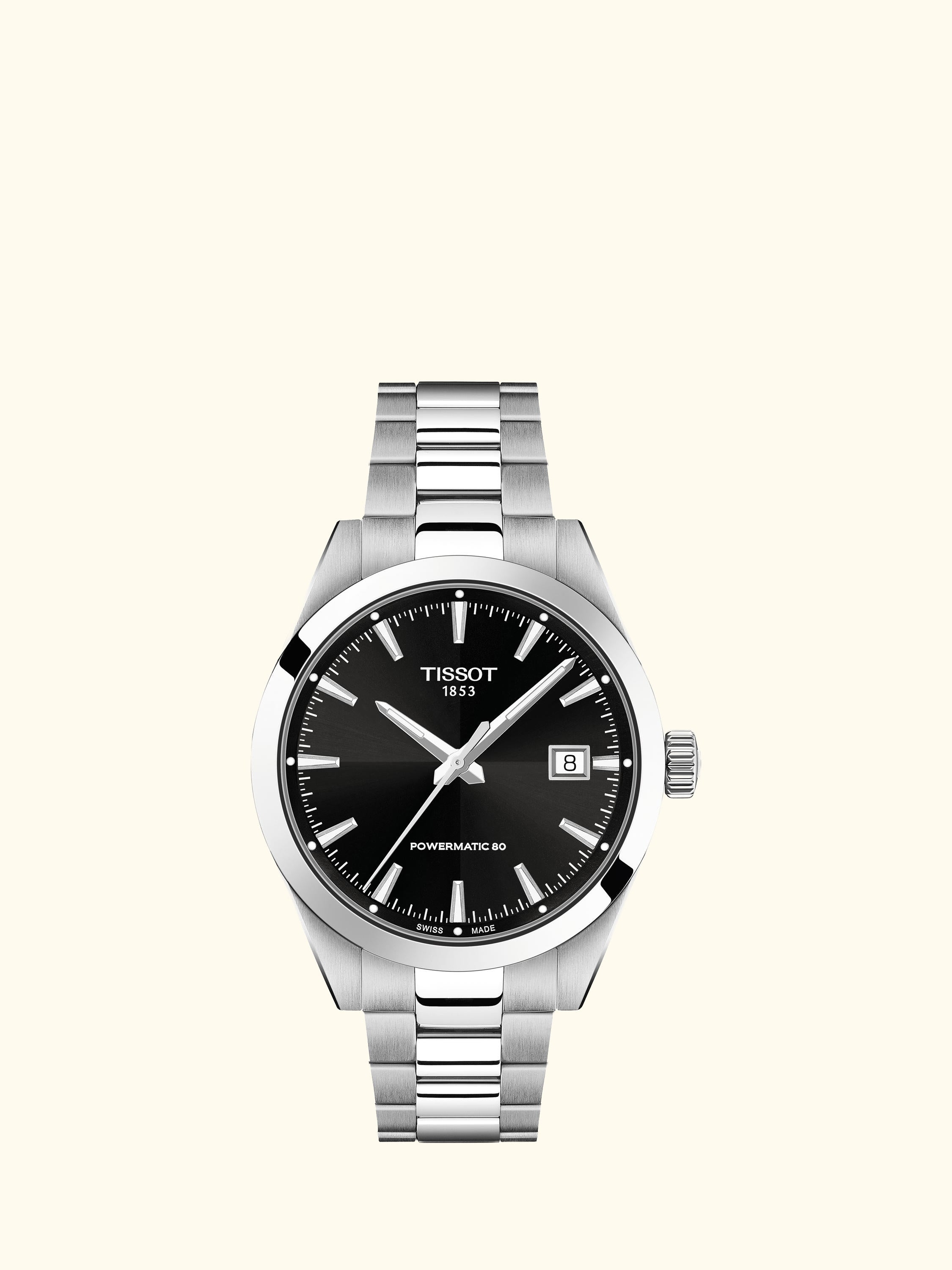 T1658071105100 Gentleman Bracelet Strap Watch, Black/Silver