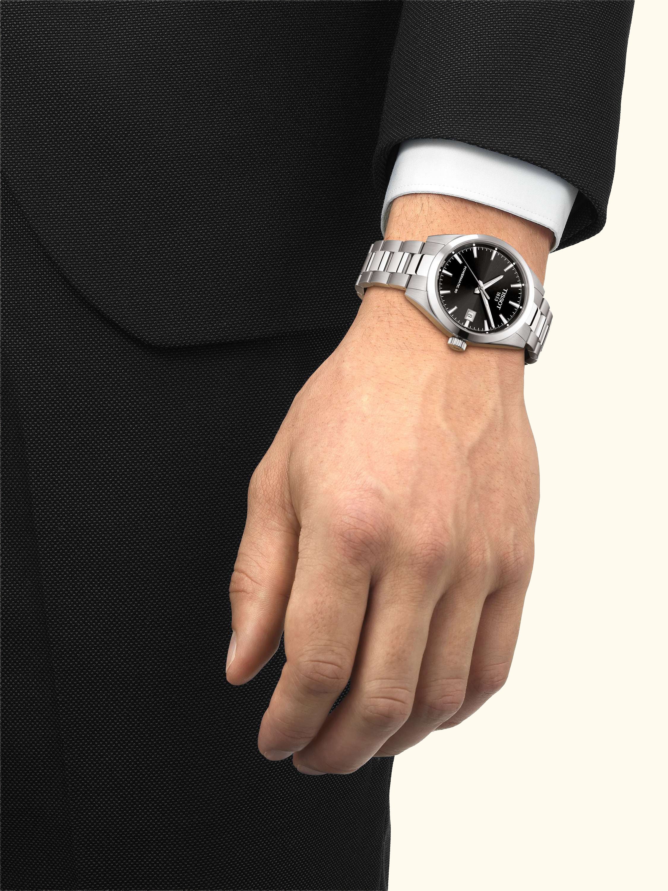 T1658071105100 Gentleman Bracelet Strap Watch, Black/Silver