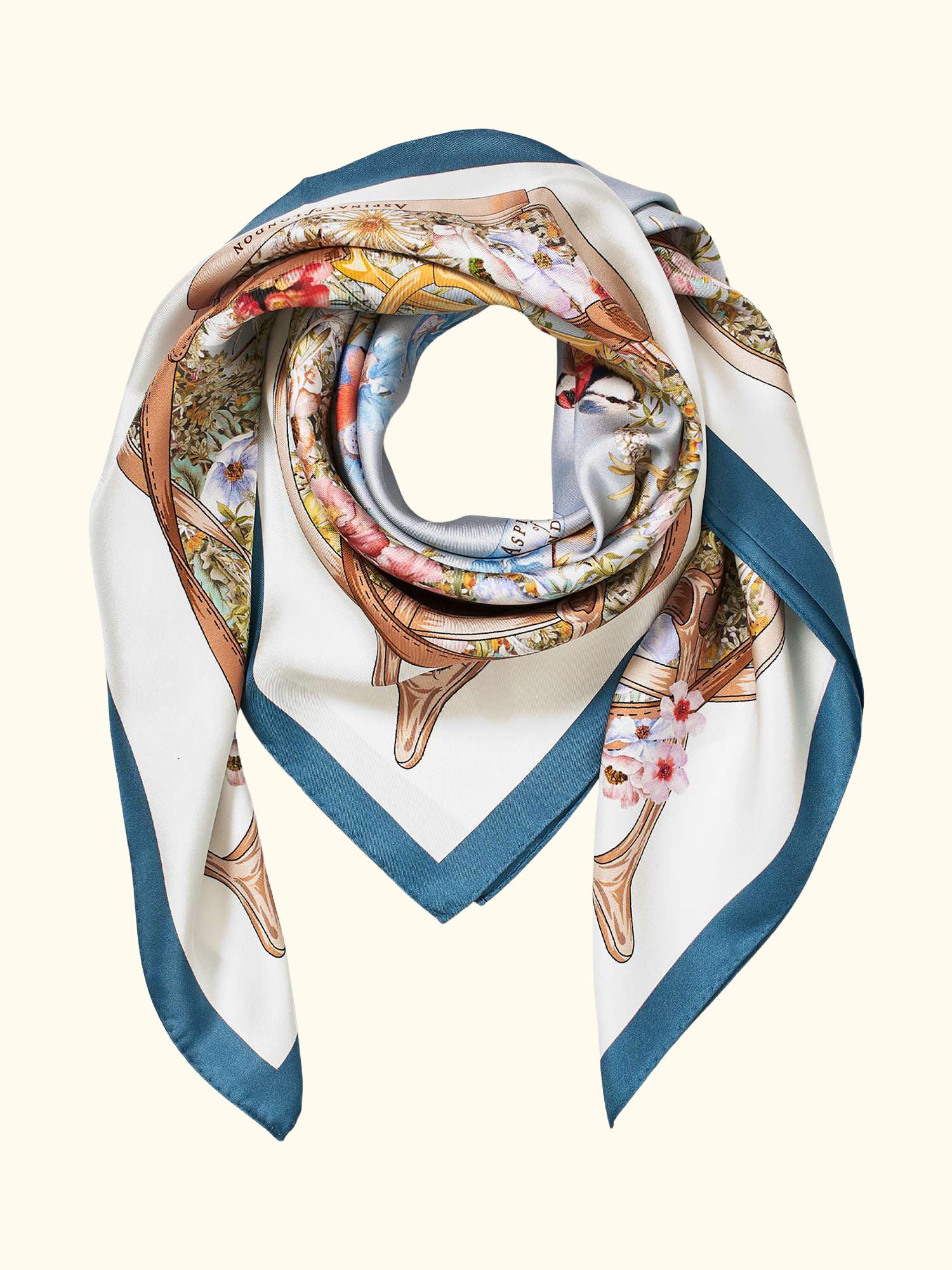Edwardian Garden Silk Square Scarf, Skyblue