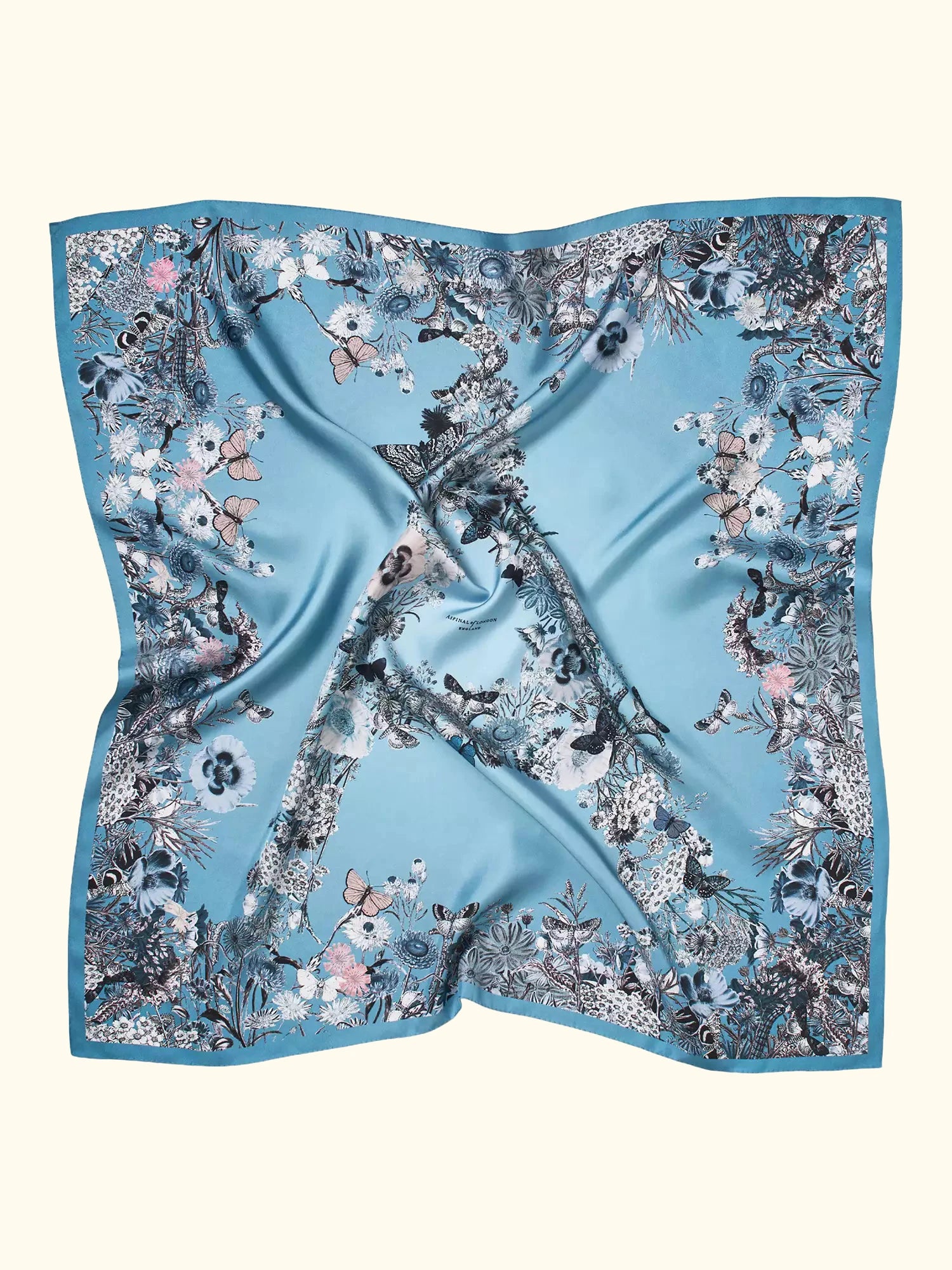 Aspinal of London Ombre 'A' Floral Silk Scarf, Skyblue