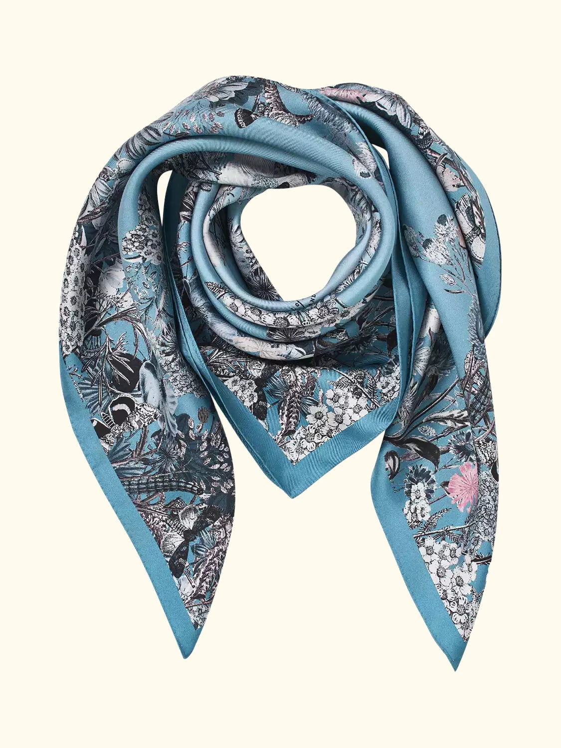 Aspinal of London Ombre 'A' Floral Silk Scarf, Skyblue