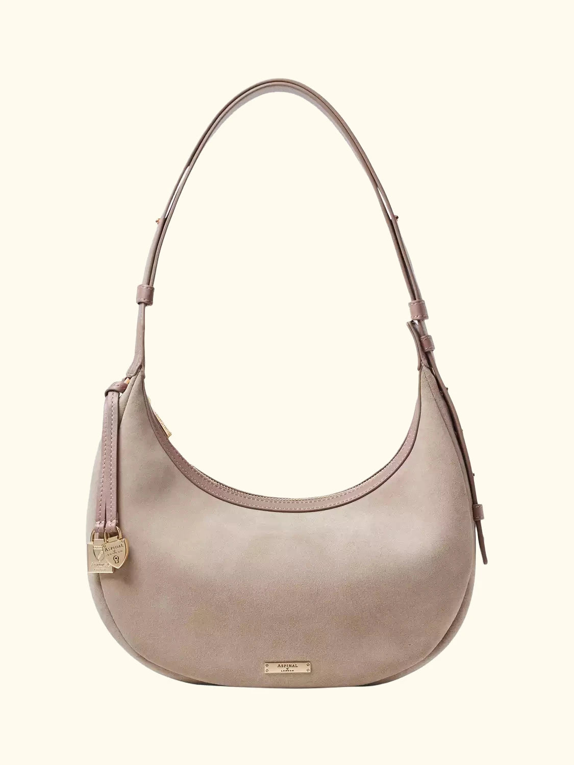 Aspinal of London Soho Suede Small Crescent Bag