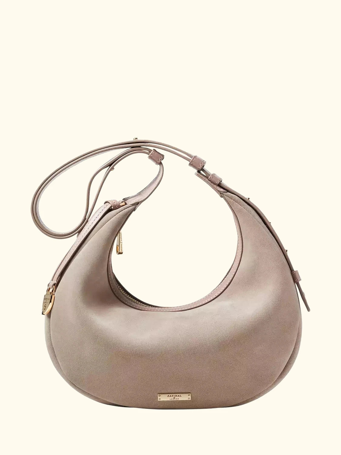 Aspinal of London Soho Suede Small Crescent Bag