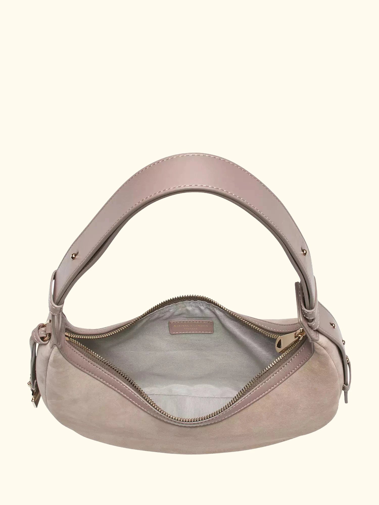 Aspinal of London Soho Suede Small Crescent Bag