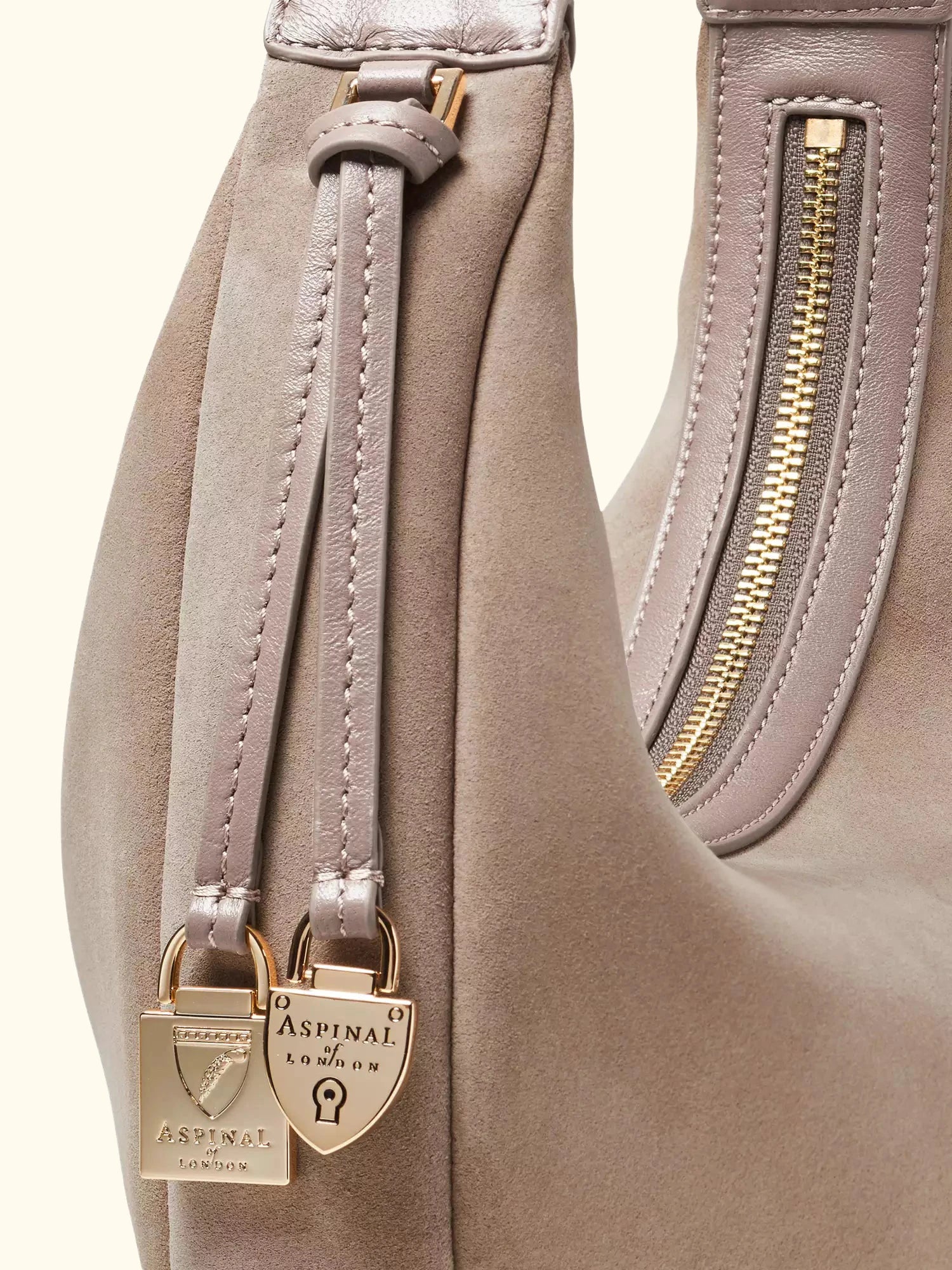 Aspinal of London Soho Suede Small Crescent Bag