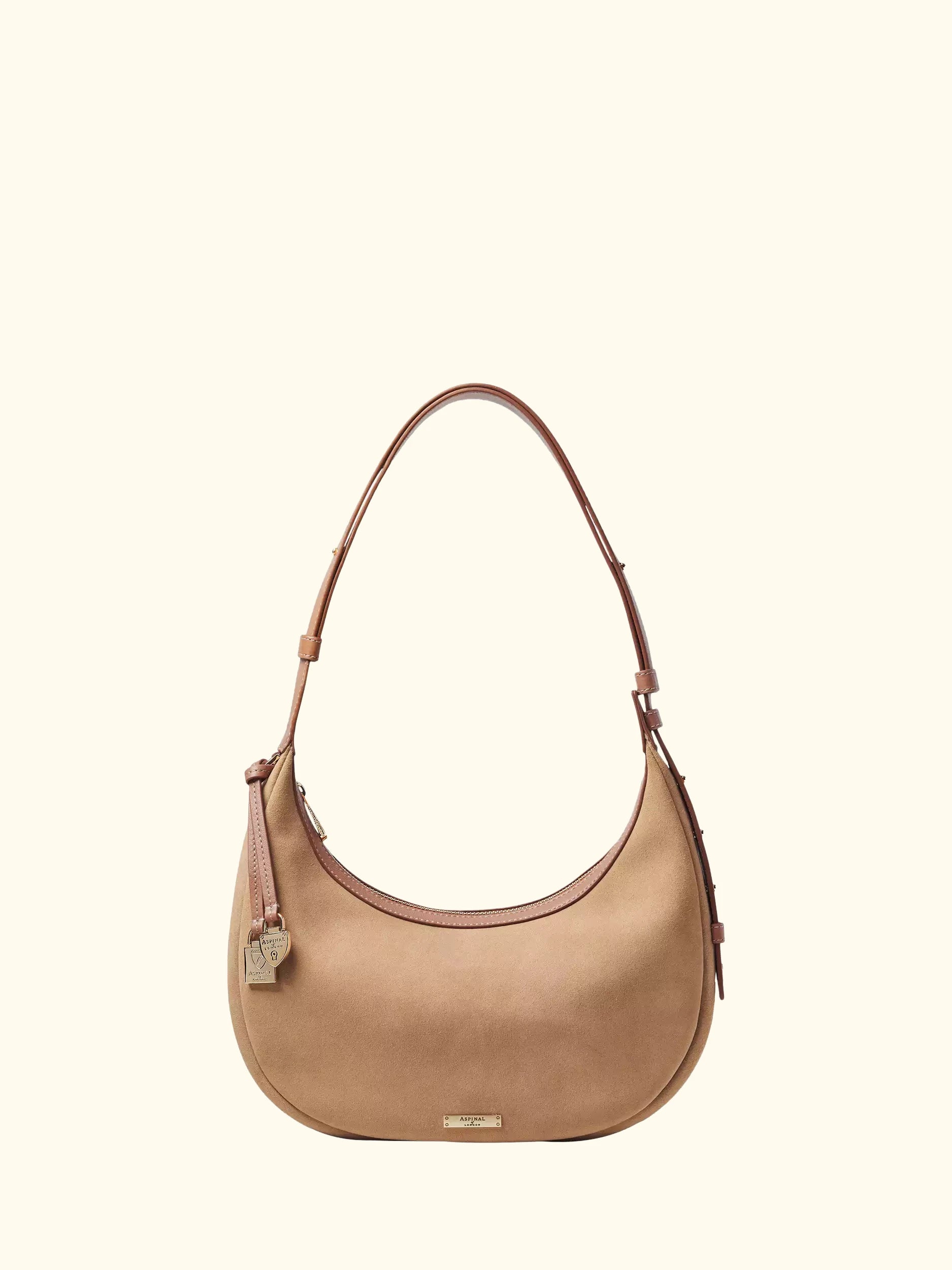 Aspinal of London Soho Suede Small Crescent Bag