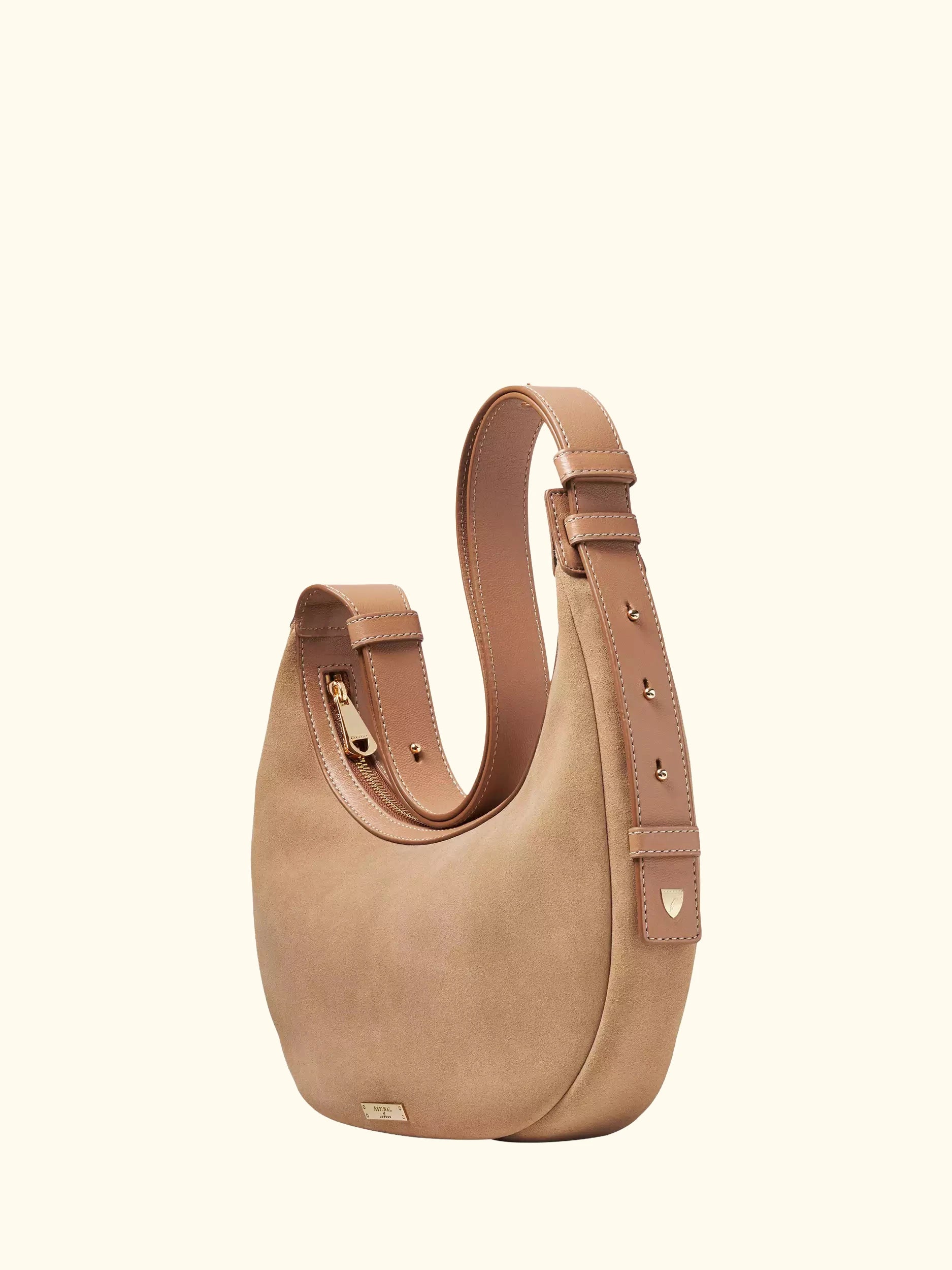 Aspinal of London Soho Suede Small Crescent Bag