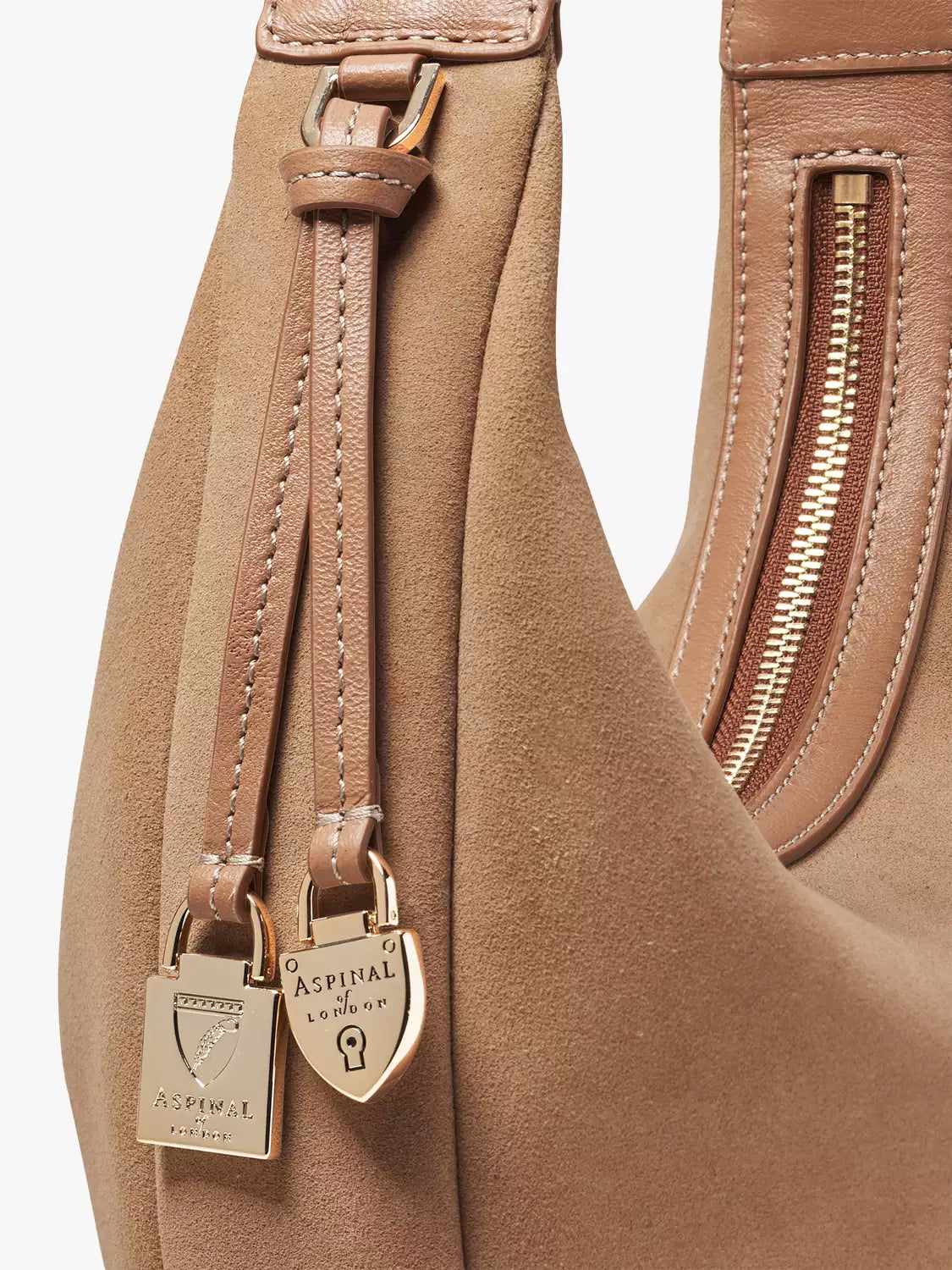 Aspinal of London Soho Suede Small Crescent Bag