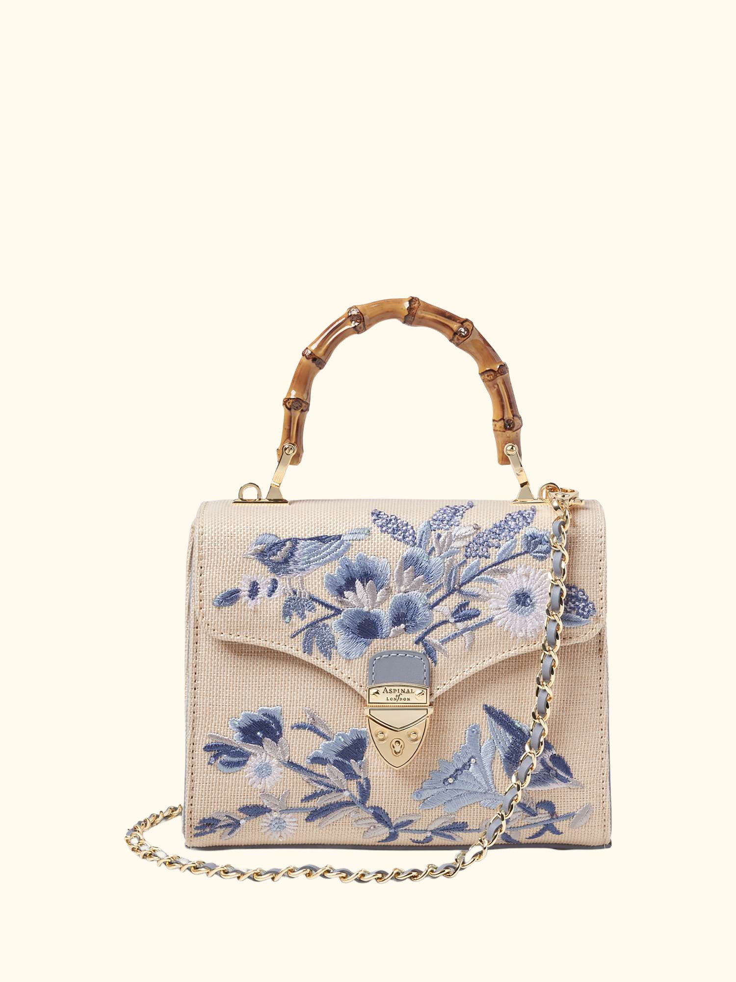 Mayfair Embroidered Canvas Grab Bag, Skyblue