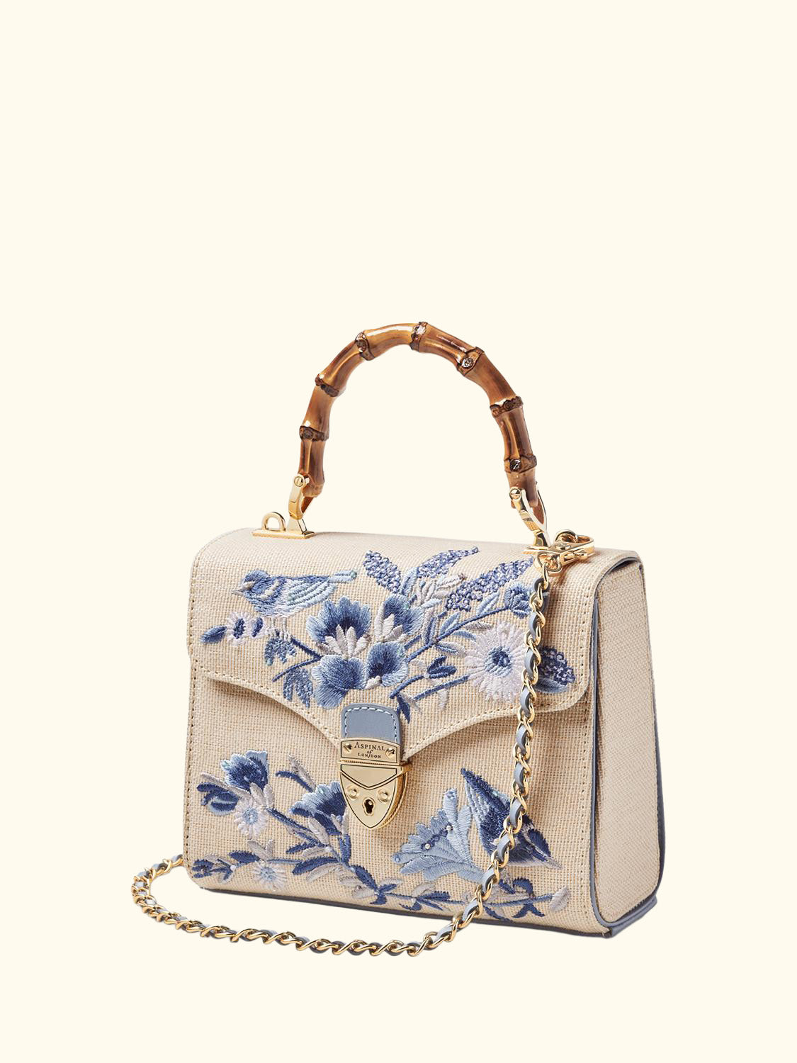 Mayfair Embroidered Canvas Grab Bag, Skyblue