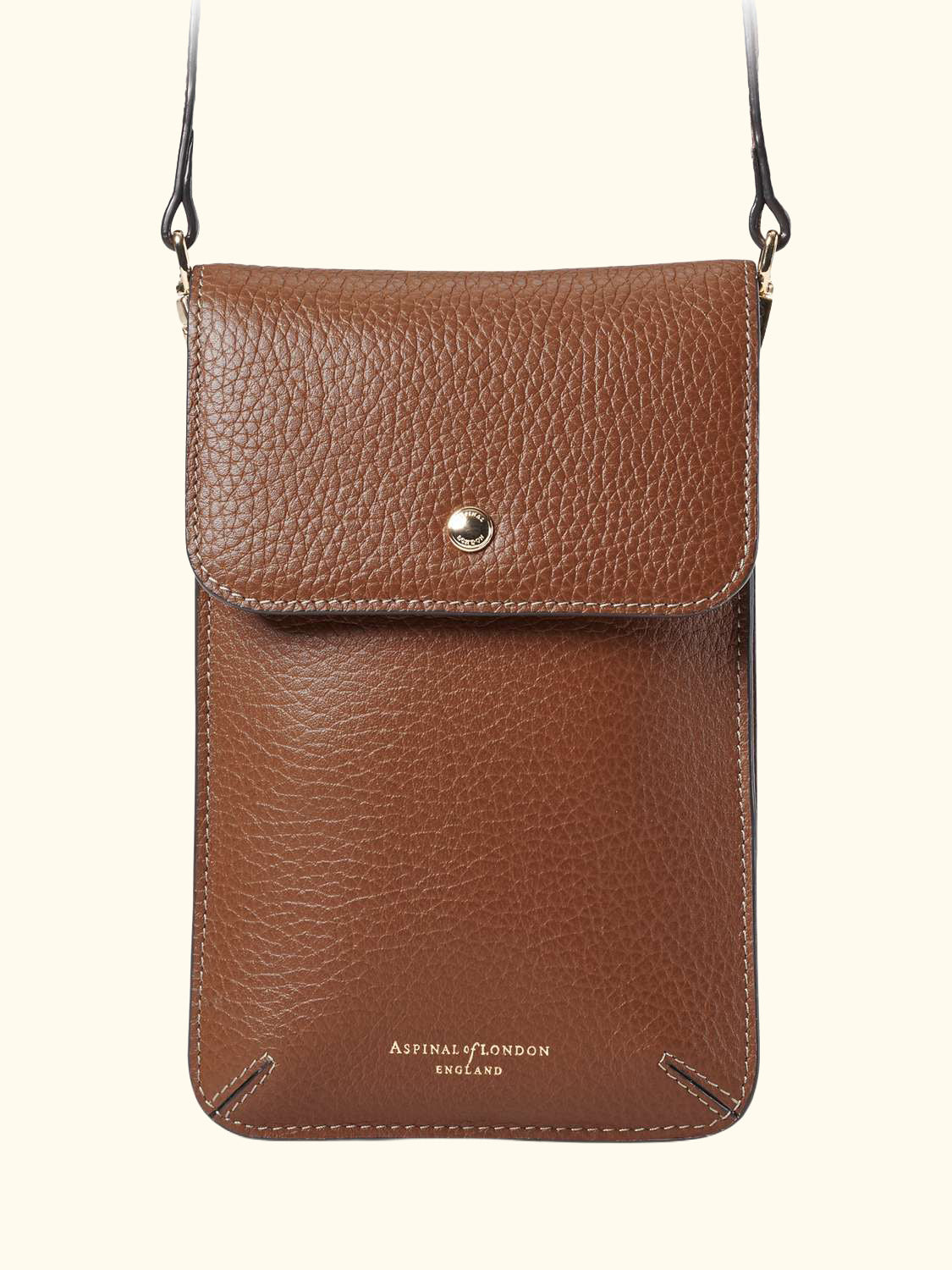 Duo Phone Leather Crossbody Pouch, Tan