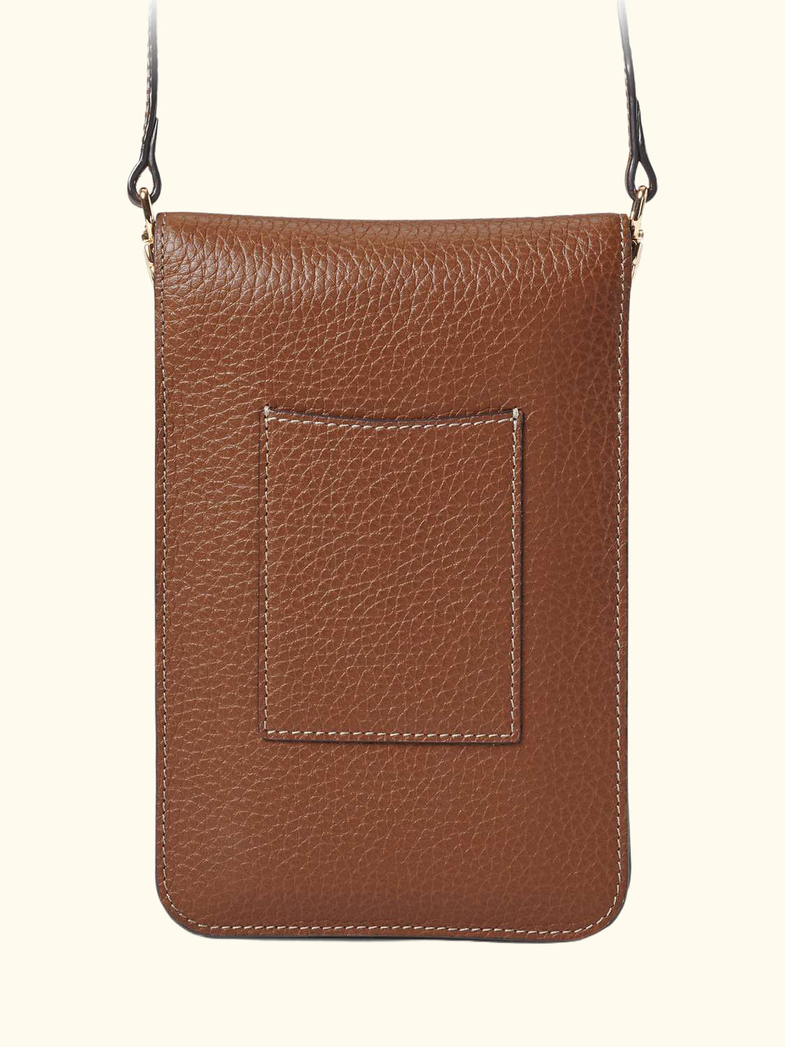 Duo Phone Leather Crossbody Pouch, Tan