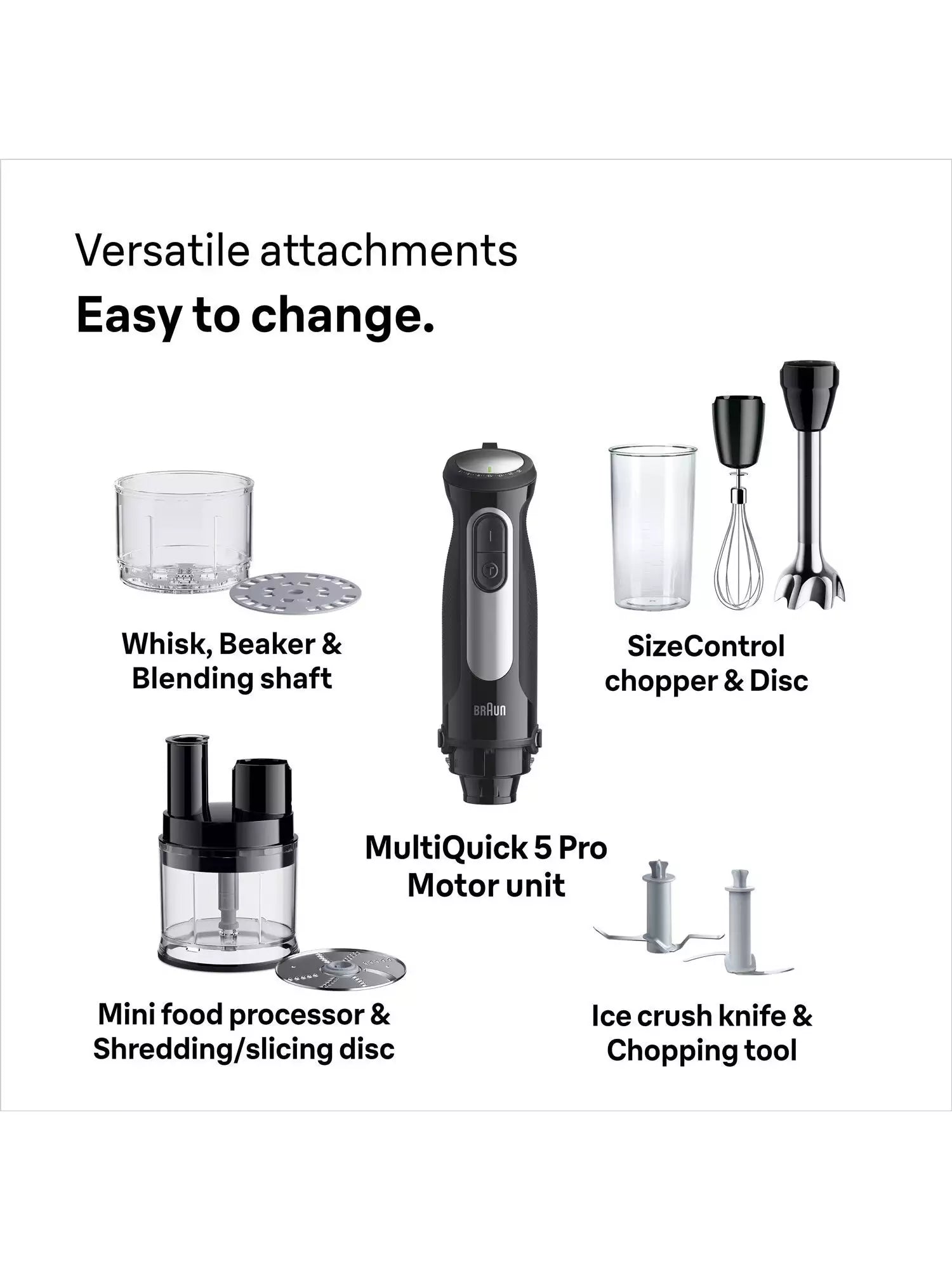 Braun MQ55755M MultiQuick 5 Pro Hand Food Blender, Black