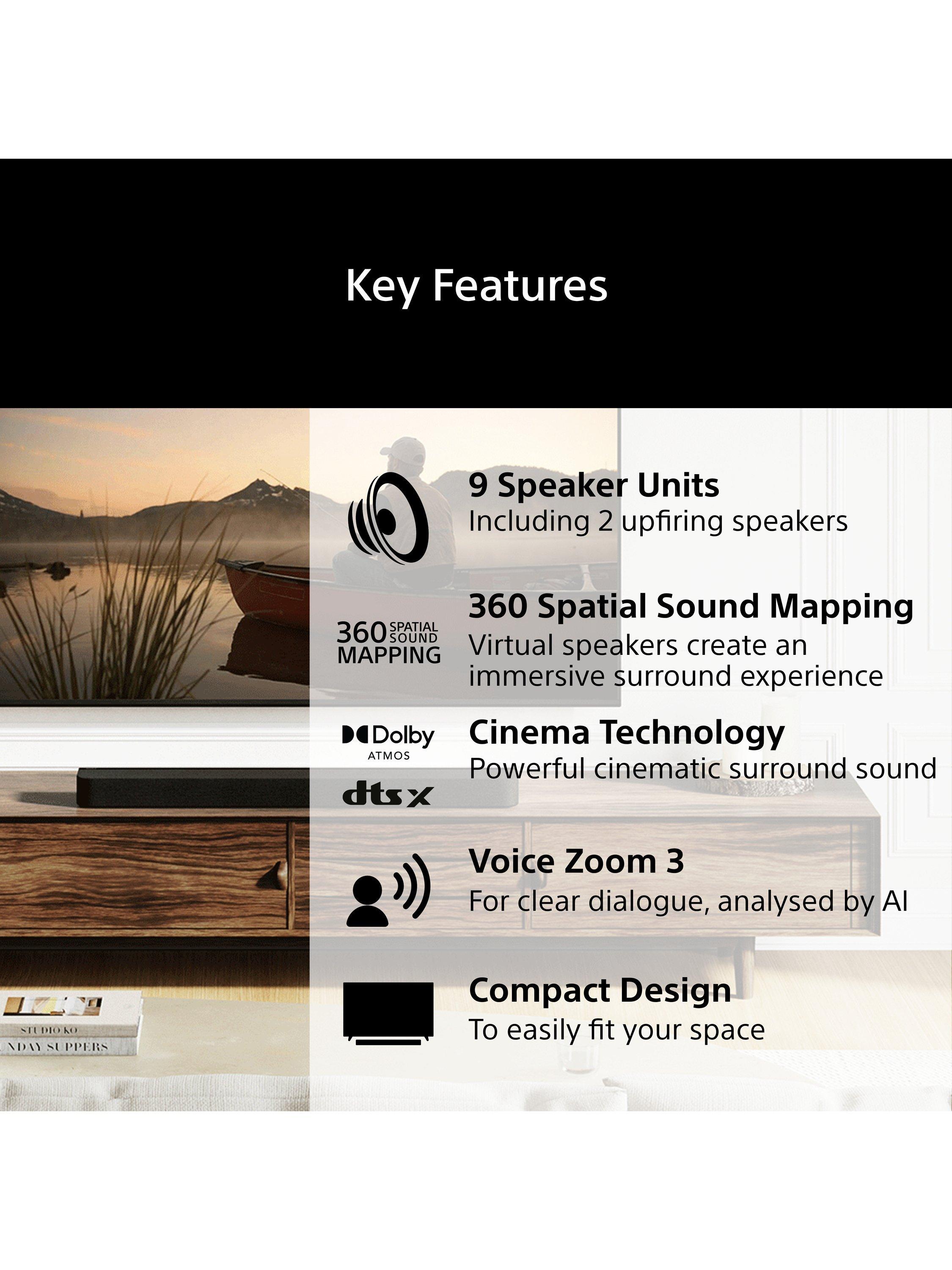 Bravia Theatre Bar 7 HT-A7100 Wi-Fi Bluetooth All-In-One Soundbar with 360 Spatial Sound Mapping, Dolby Atmos & DTS:X, Black