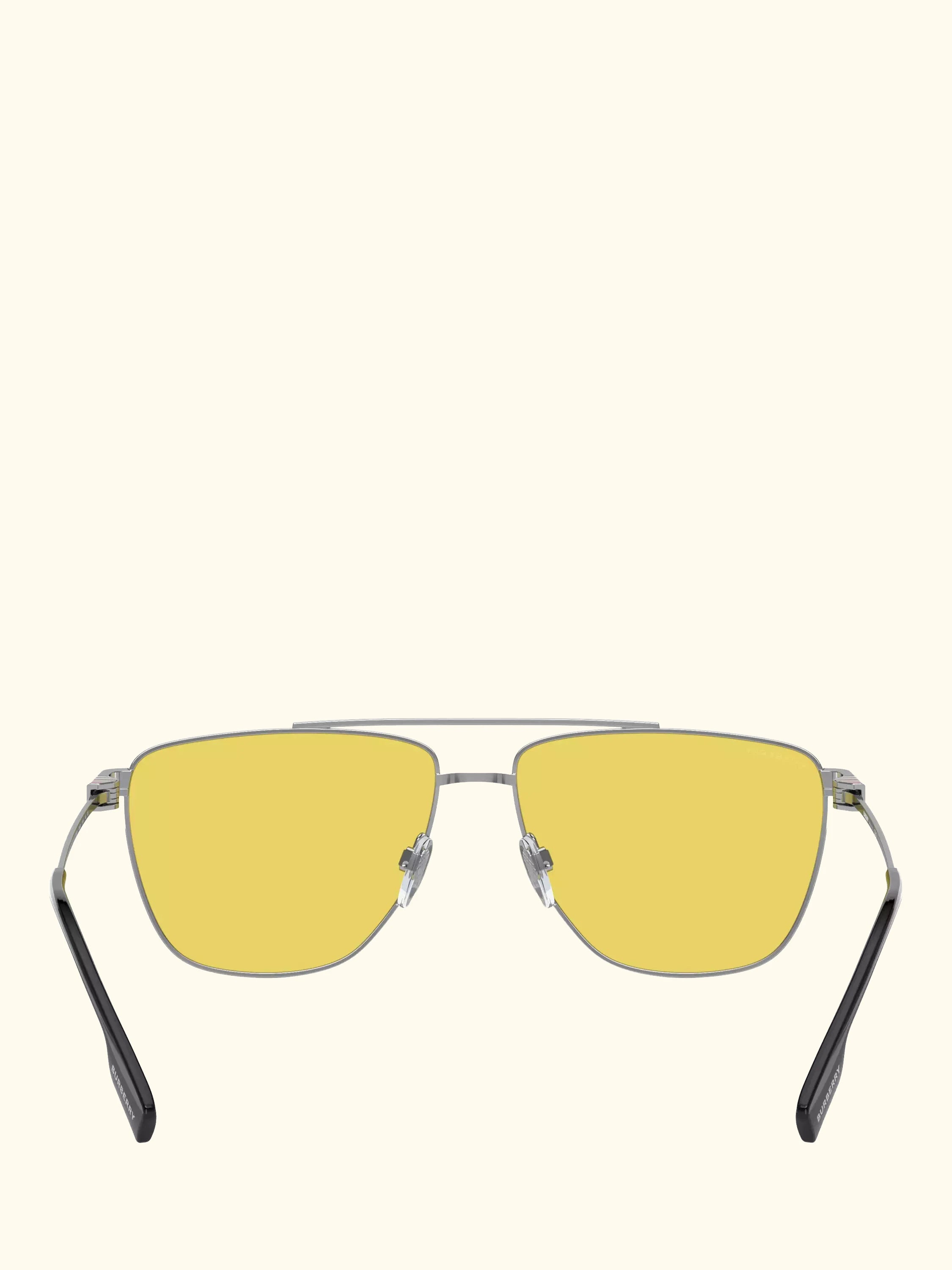 Burberry BE3141 Men's Aviator Sunglasses, Silver/Yellow