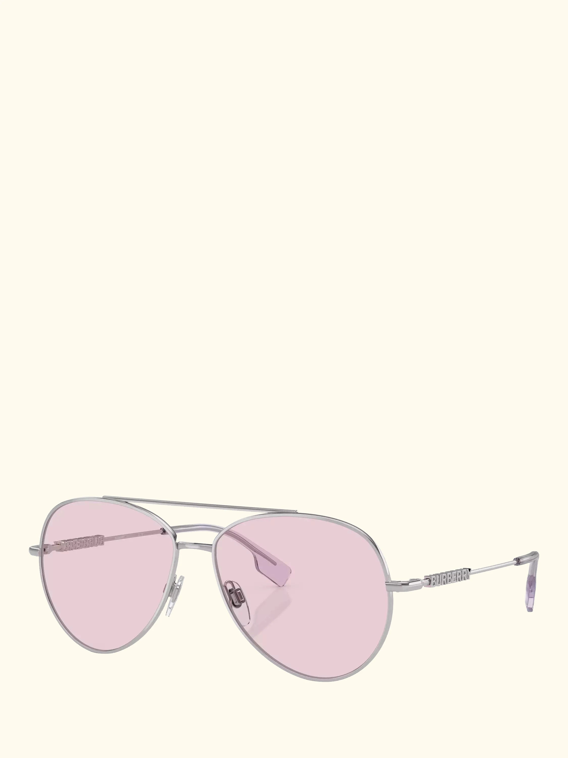 Burberry BE3147 Women's Oval Sunglasses, Silver/Pink