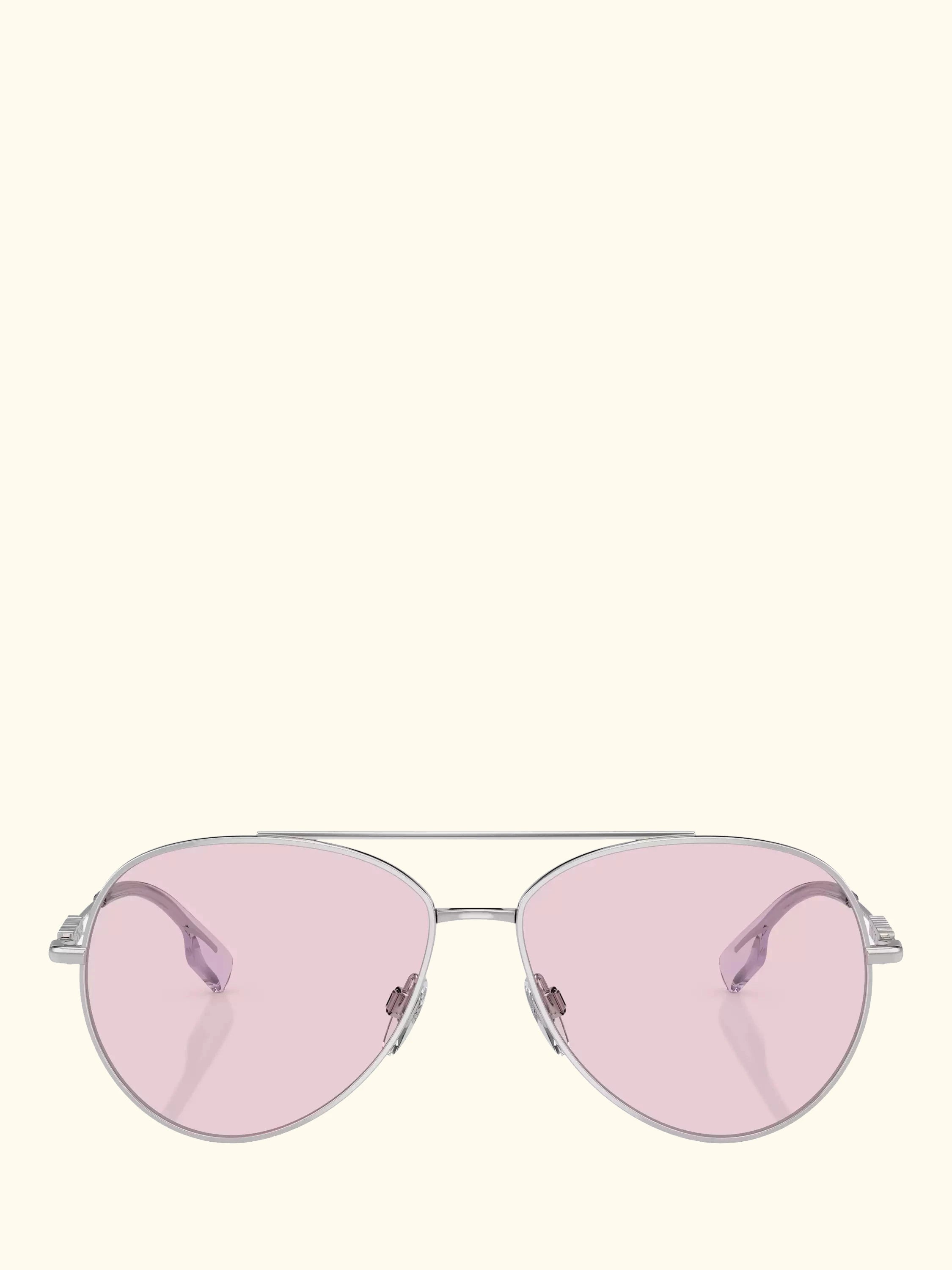 Burberry BE3147 Women's Oval Sunglasses, Silver/Pink