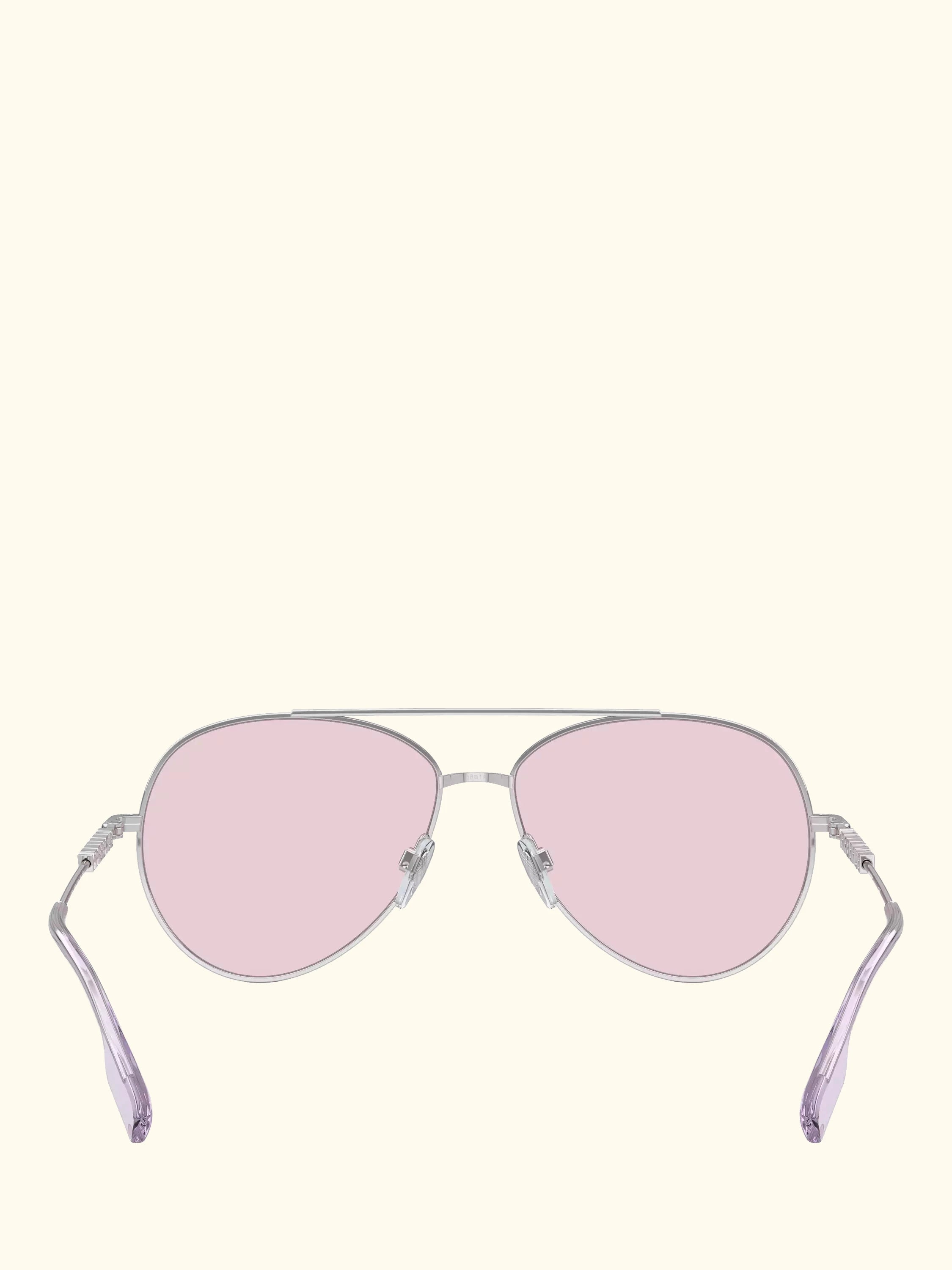 Burberry BE3147 Women's Oval Sunglasses, Silver/Pink