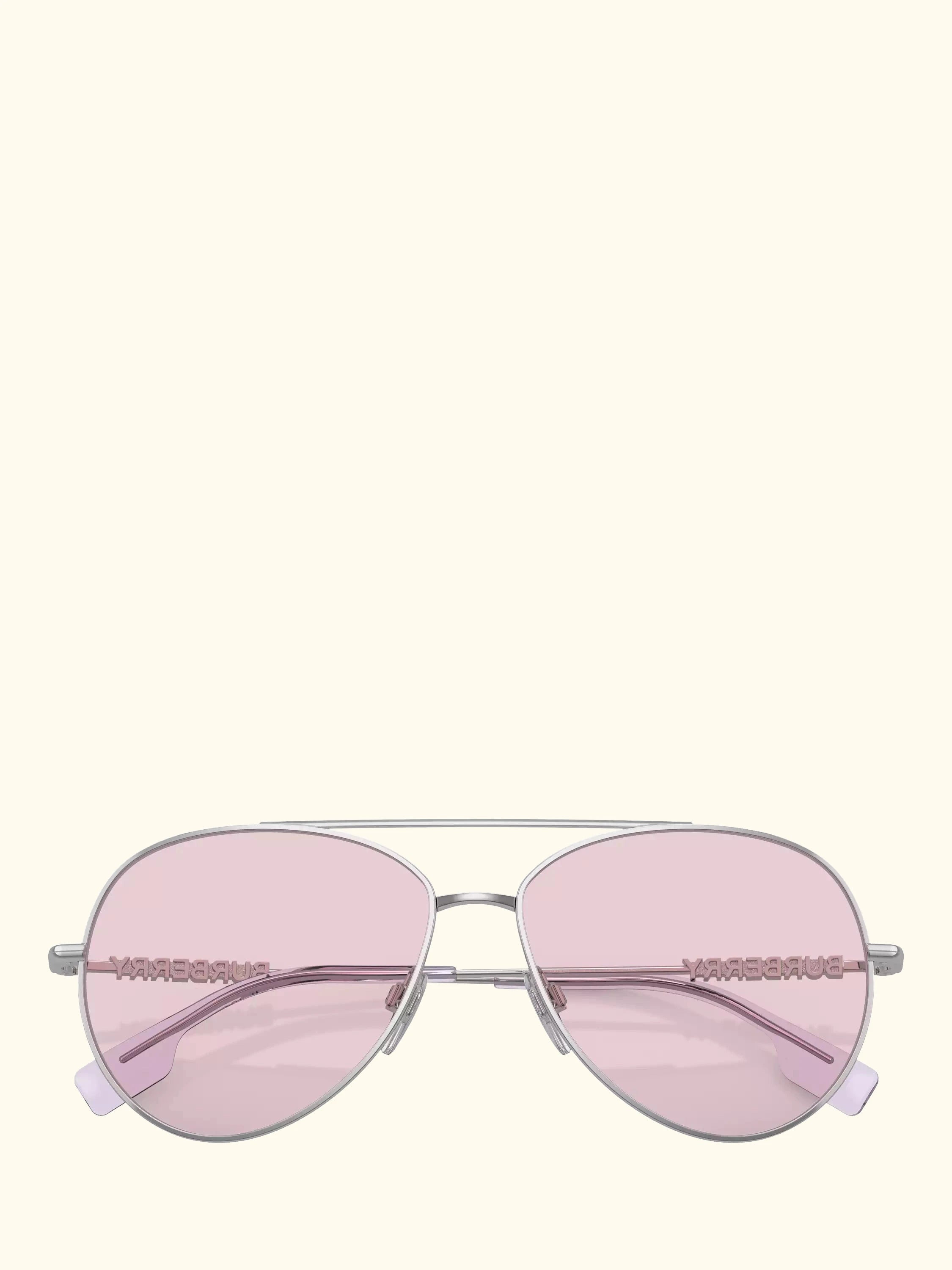 Burberry BE3147 Women's Oval Sunglasses, Silver/Pink