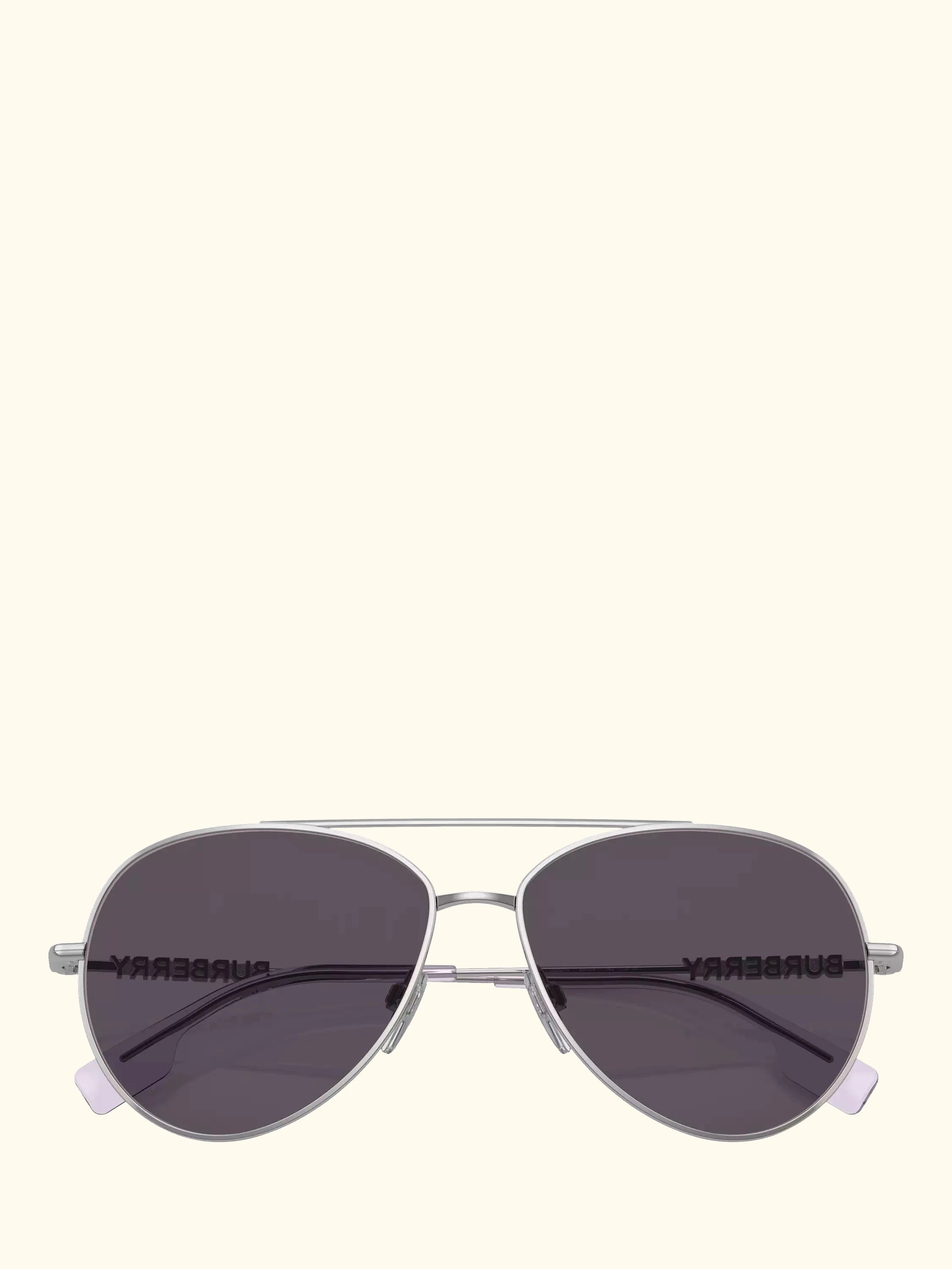 Burberry BE3147 Women's Oval Sunglasses, Silver/Pink