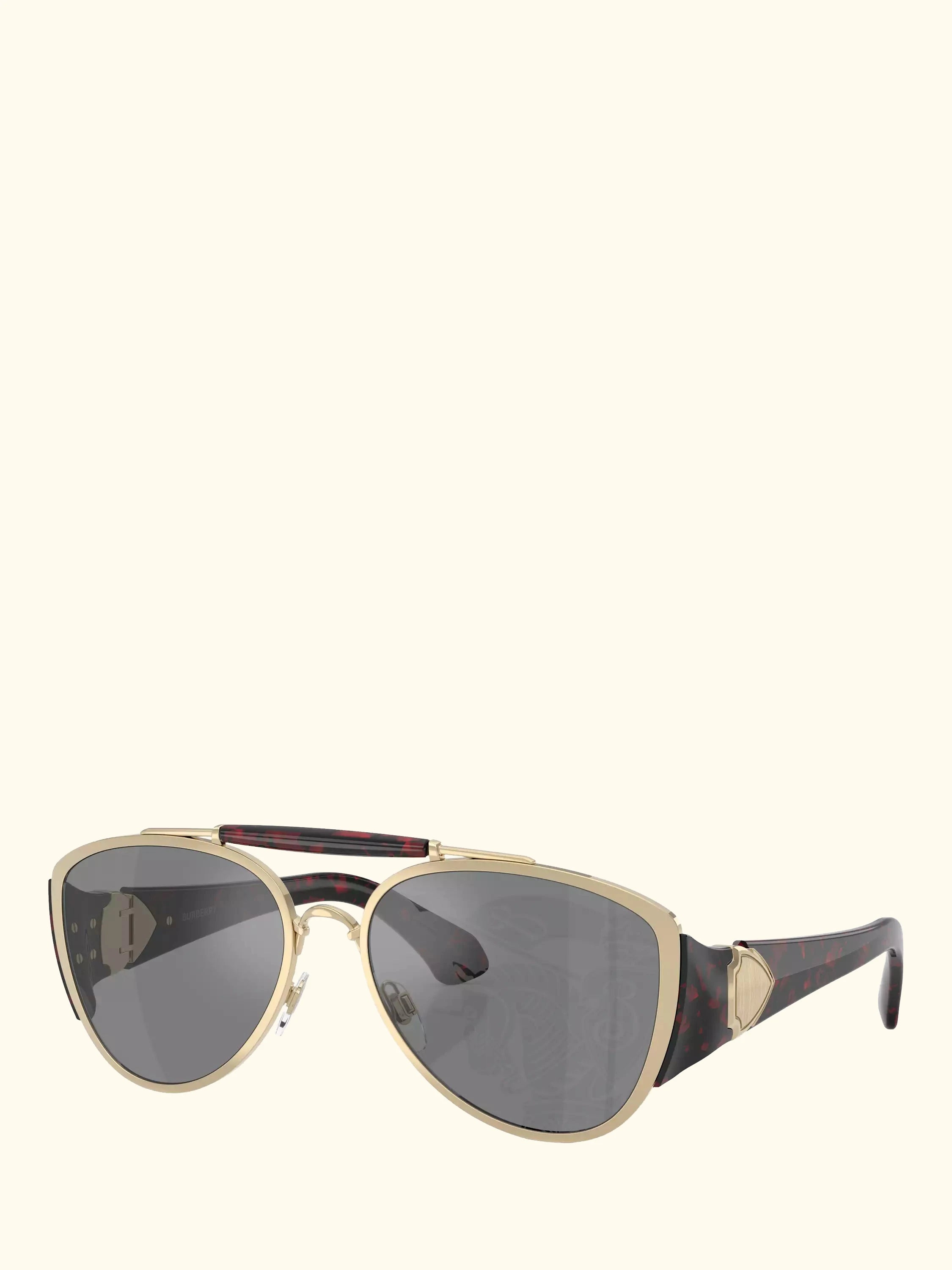 Burberry BE3161 Unisex Aviator Sunglasses, Light Gold/Grey
