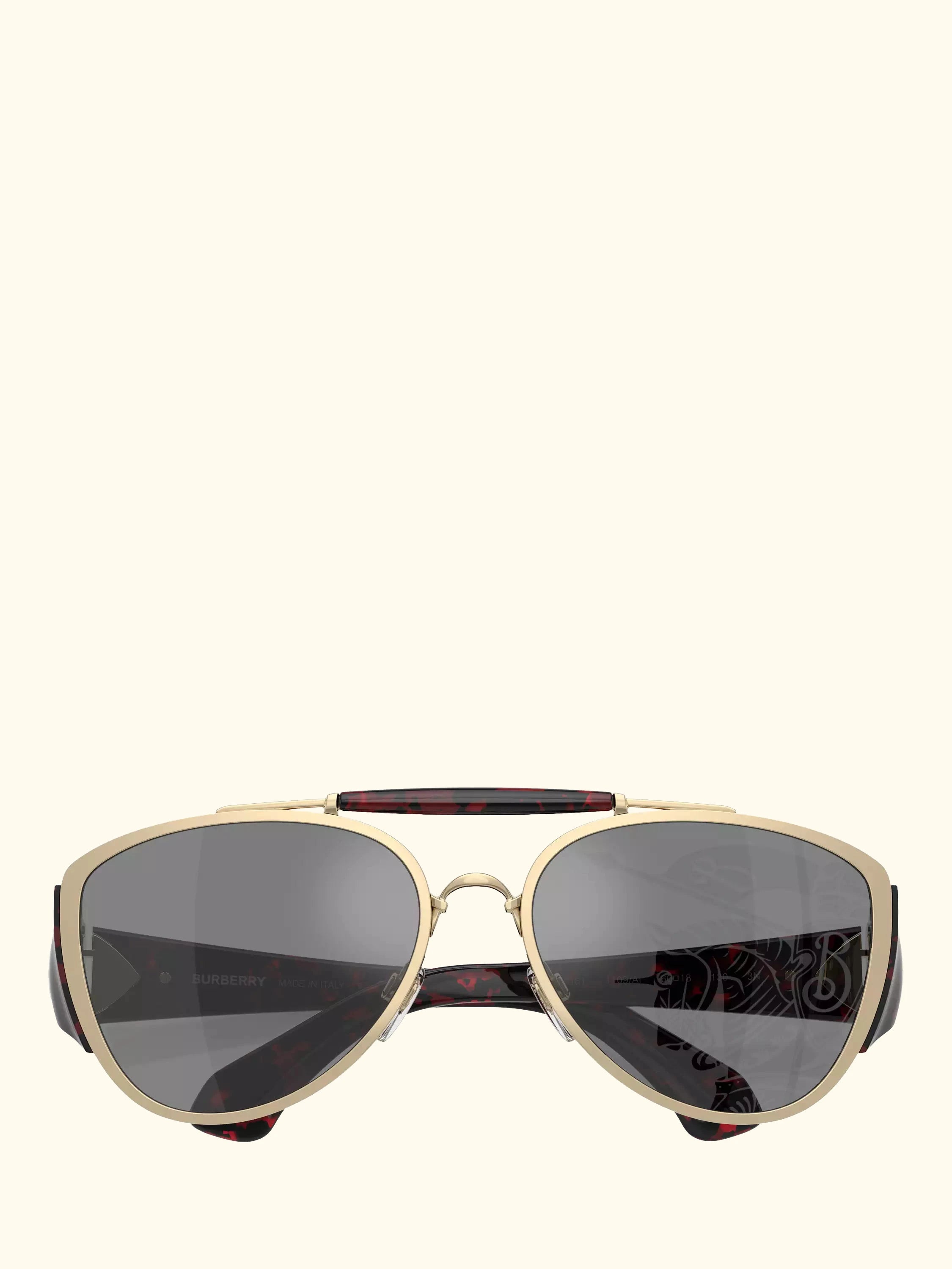 Burberry BE3161 Unisex Aviator Sunglasses, Light Gold/Grey