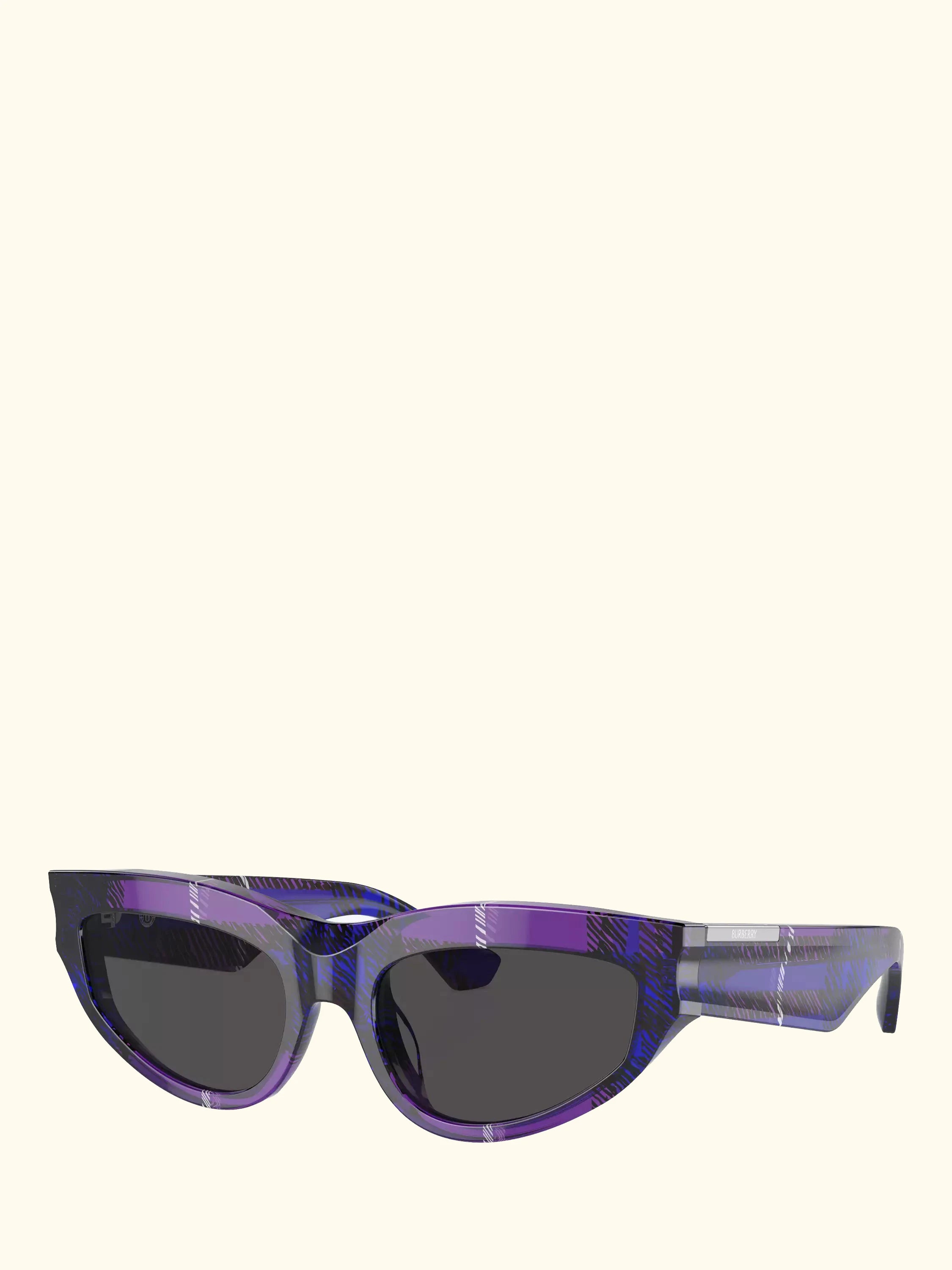 Burberry BE4425U Women's Cat's Eye Sunglasses, Check Violet/Grey