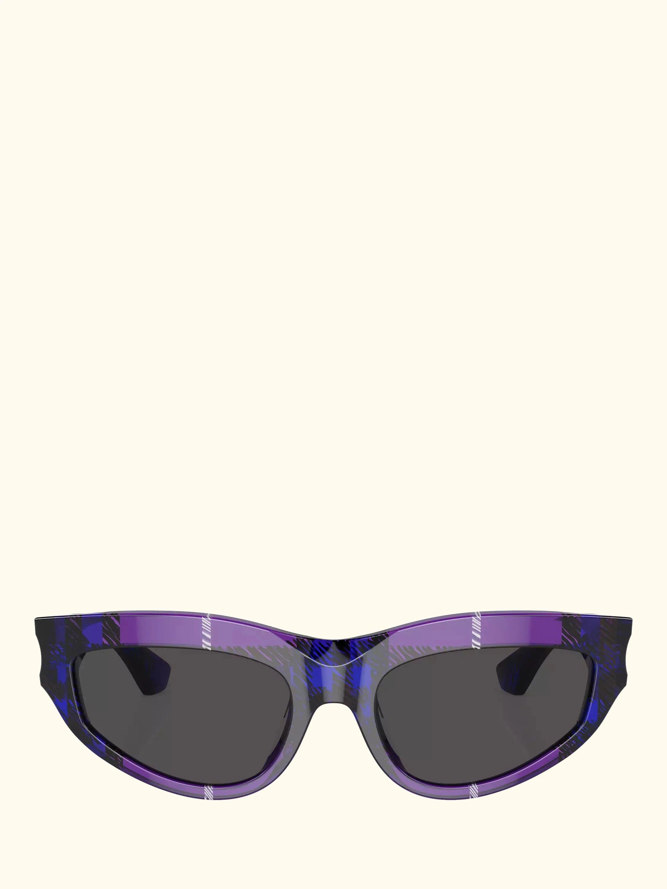 Burberry BE4425U Women's Cat's Eye Sunglasses, Check Violet/Grey