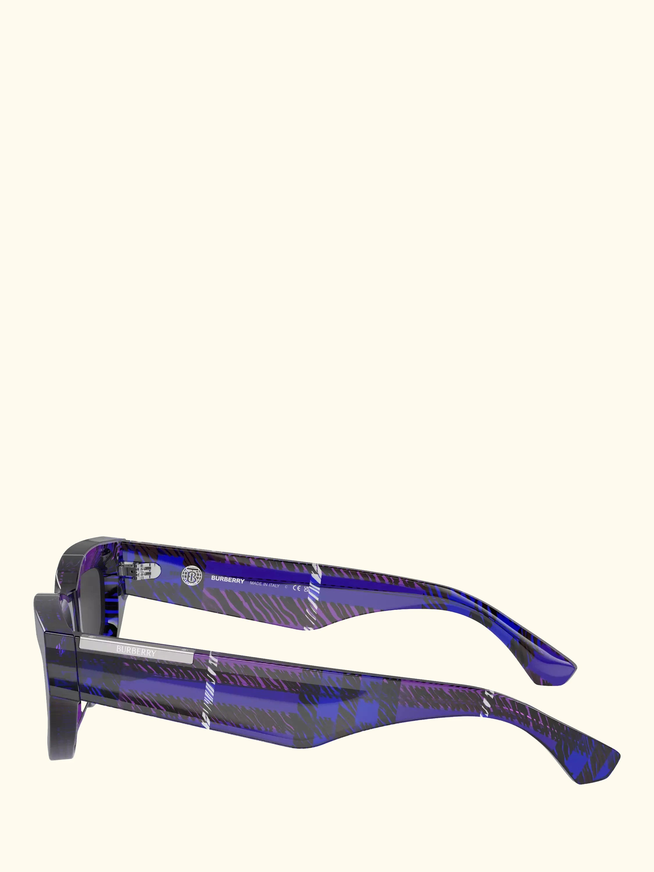 Burberry BE4425U Women's Cat's Eye Sunglasses, Check Violet/Grey