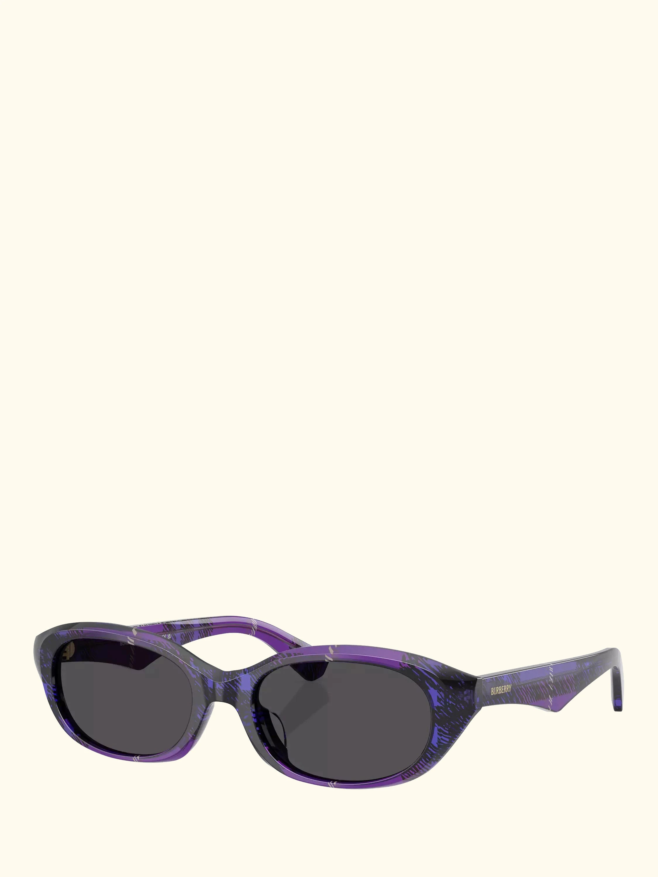 Burberry BE4447D Women's Oval Sunglasses, Check Violet/Grey