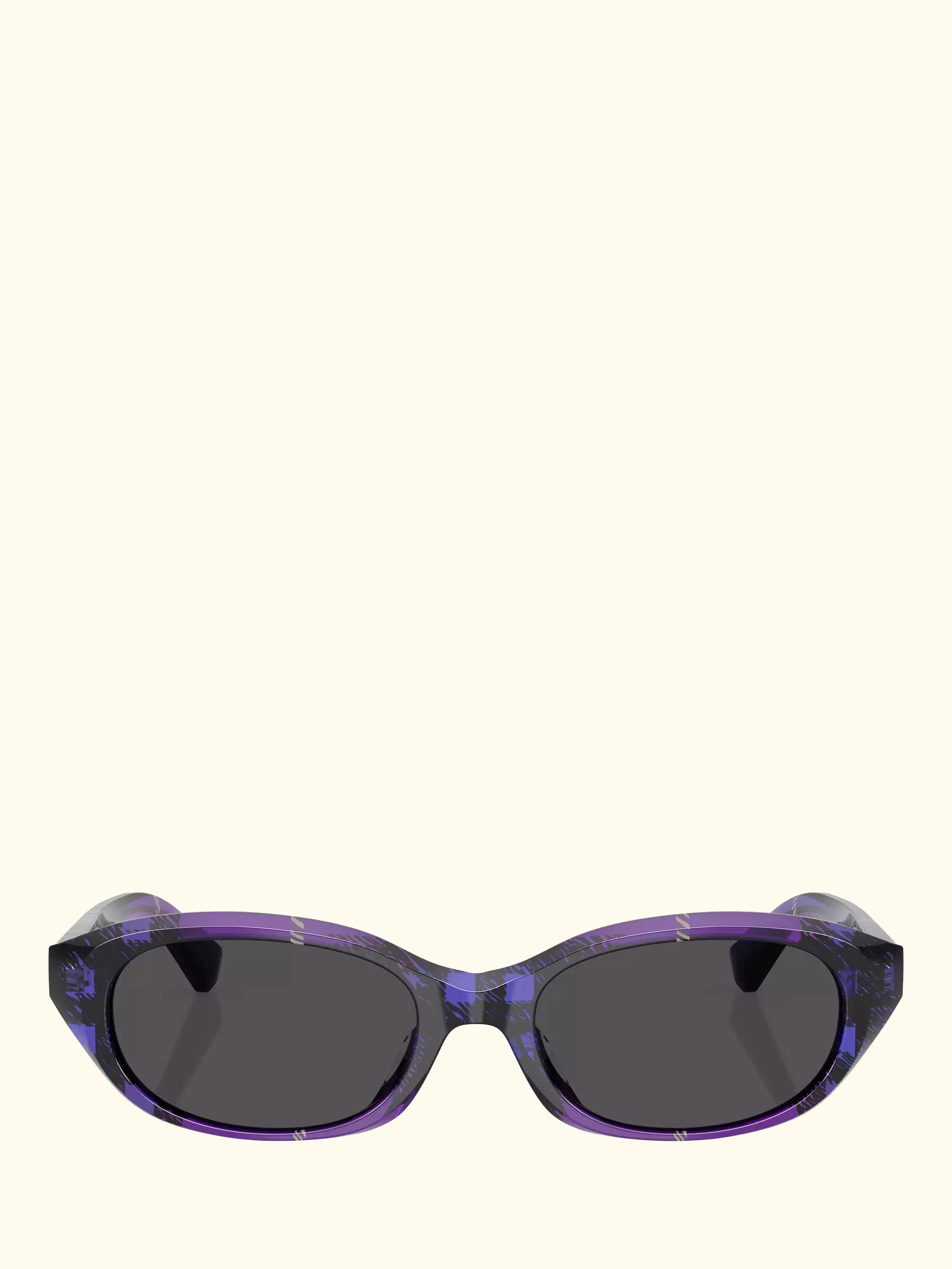 Burberry BE4447D Women's Oval Sunglasses, Check Violet/Grey