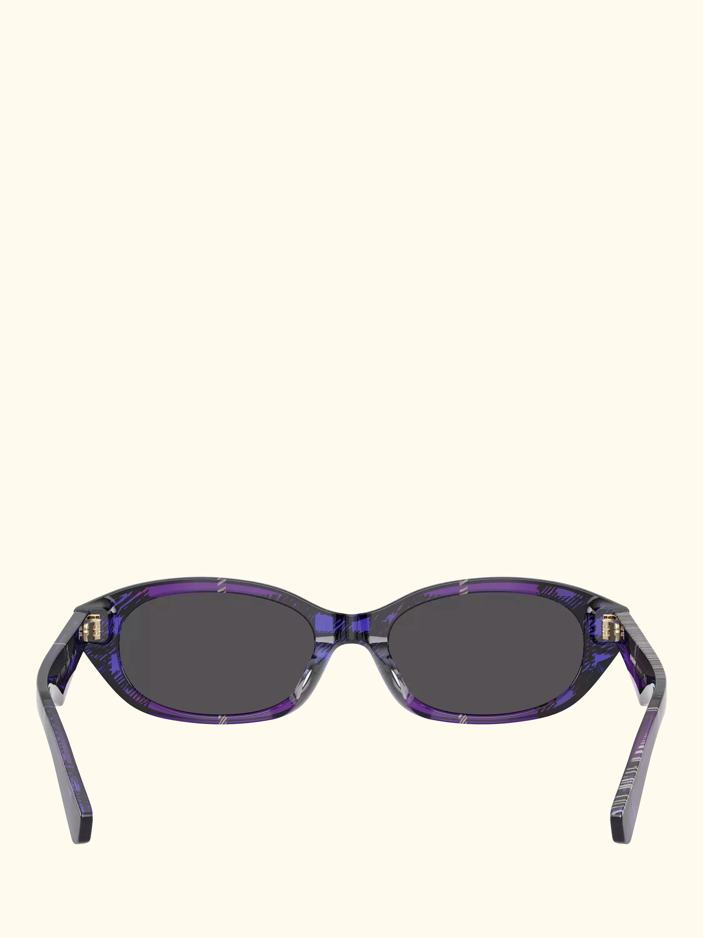 Burberry BE4447D Women's Oval Sunglasses, Check Violet/Grey