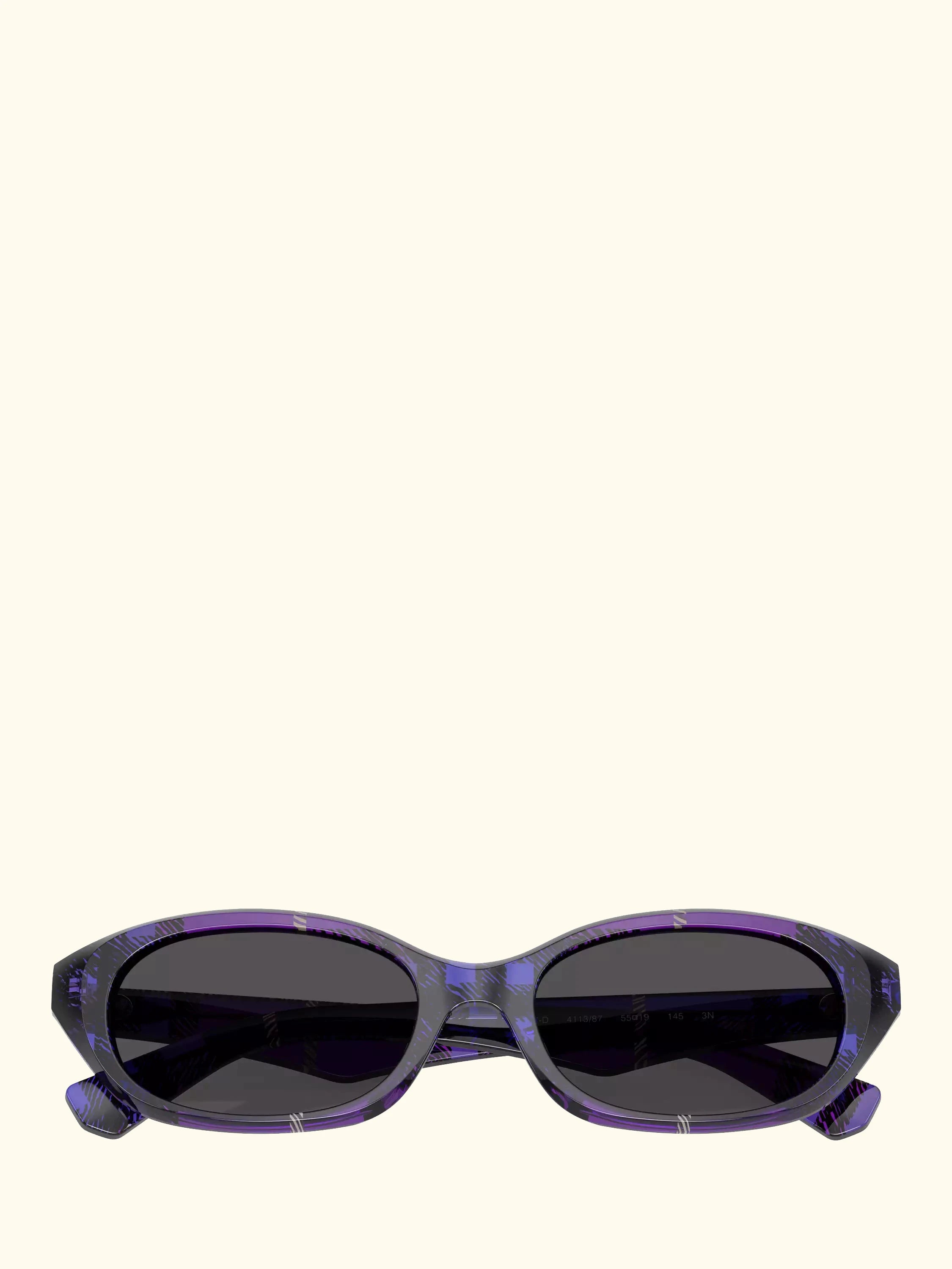 Burberry BE4447D Women's Oval Sunglasses, Check Violet/Grey