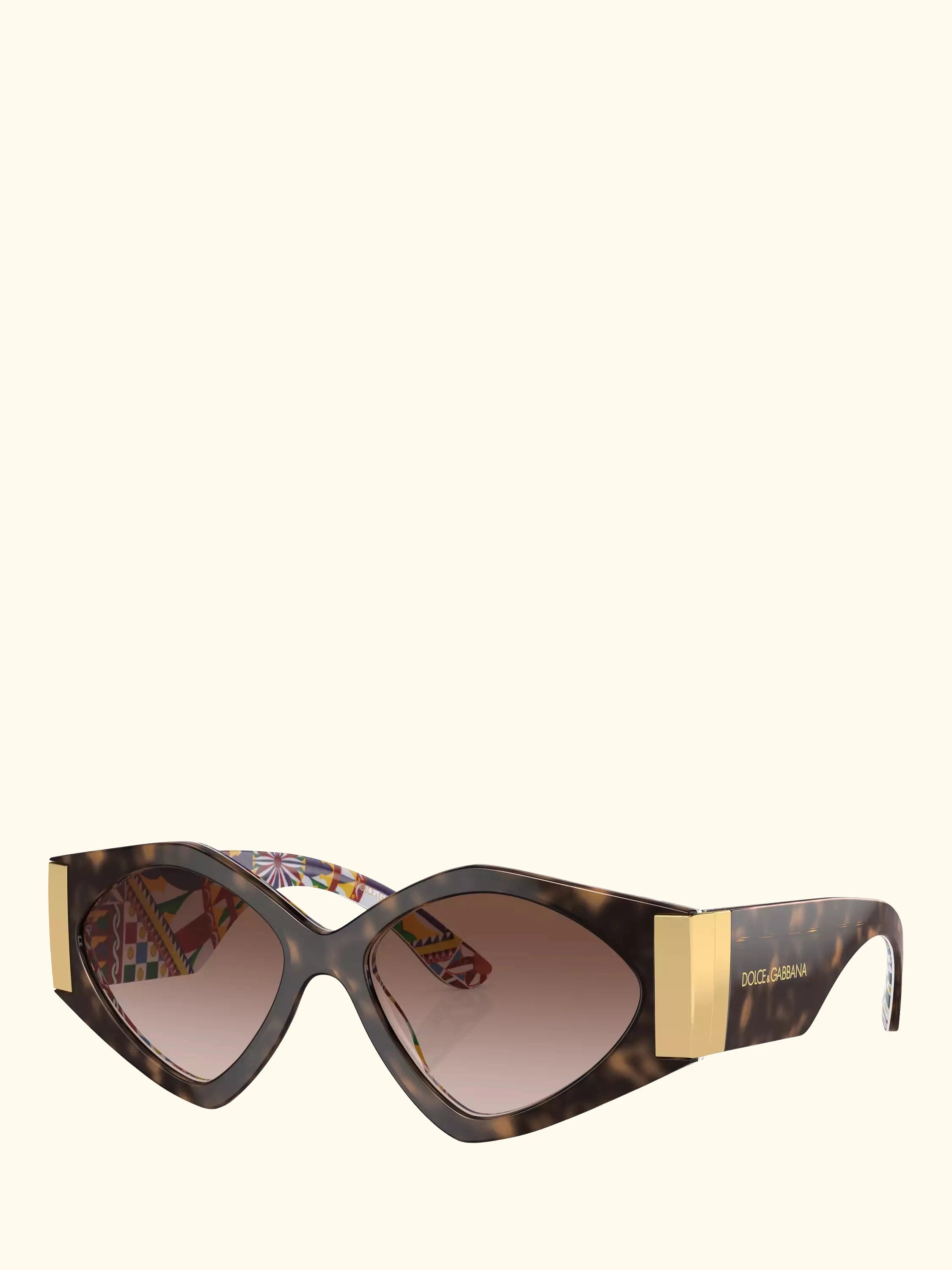 Dolce & Gabbana DG4396 Women's Irregular Gradient Sunglasses, Havana On White Barrow/Brown