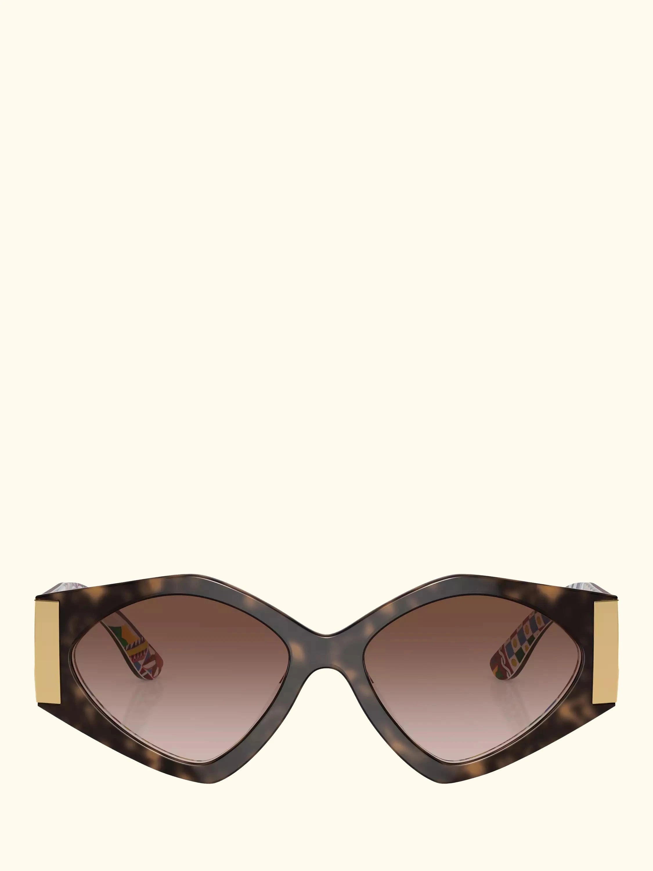 Dolce & Gabbana DG4396 Women's Irregular Gradient Sunglasses, Havana On White Barrow/Brown