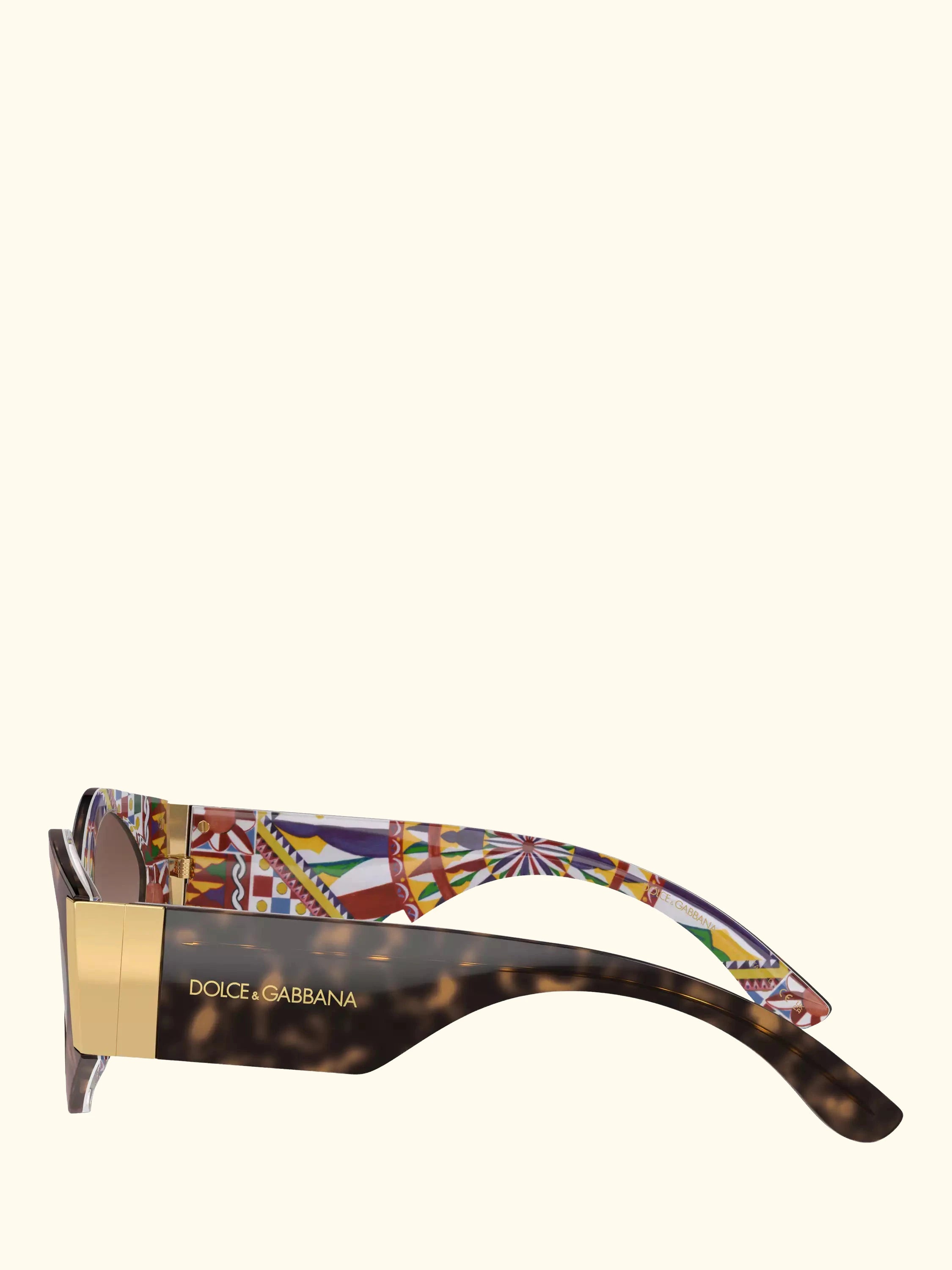 Dolce & Gabbana DG4396 Women's Irregular Gradient Sunglasses, Havana On White Barrow/Brown