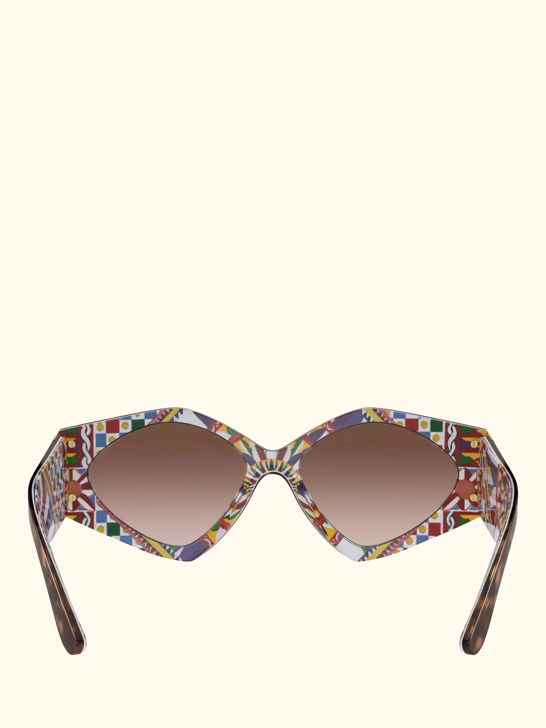 Dolce & Gabbana DG4396 Women's Irregular Gradient Sunglasses, Havana On White Barrow/Brown