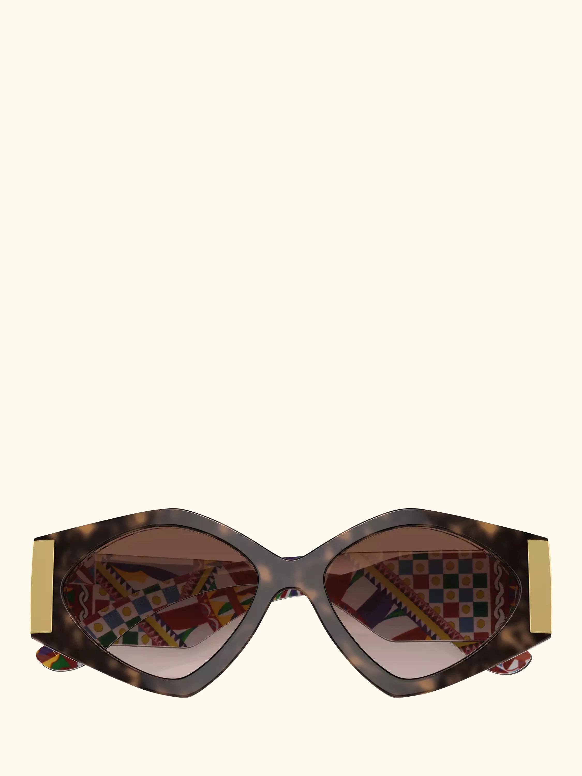 Dolce & Gabbana DG4396 Women's Irregular Gradient Sunglasses, Havana On White Barrow/Brown