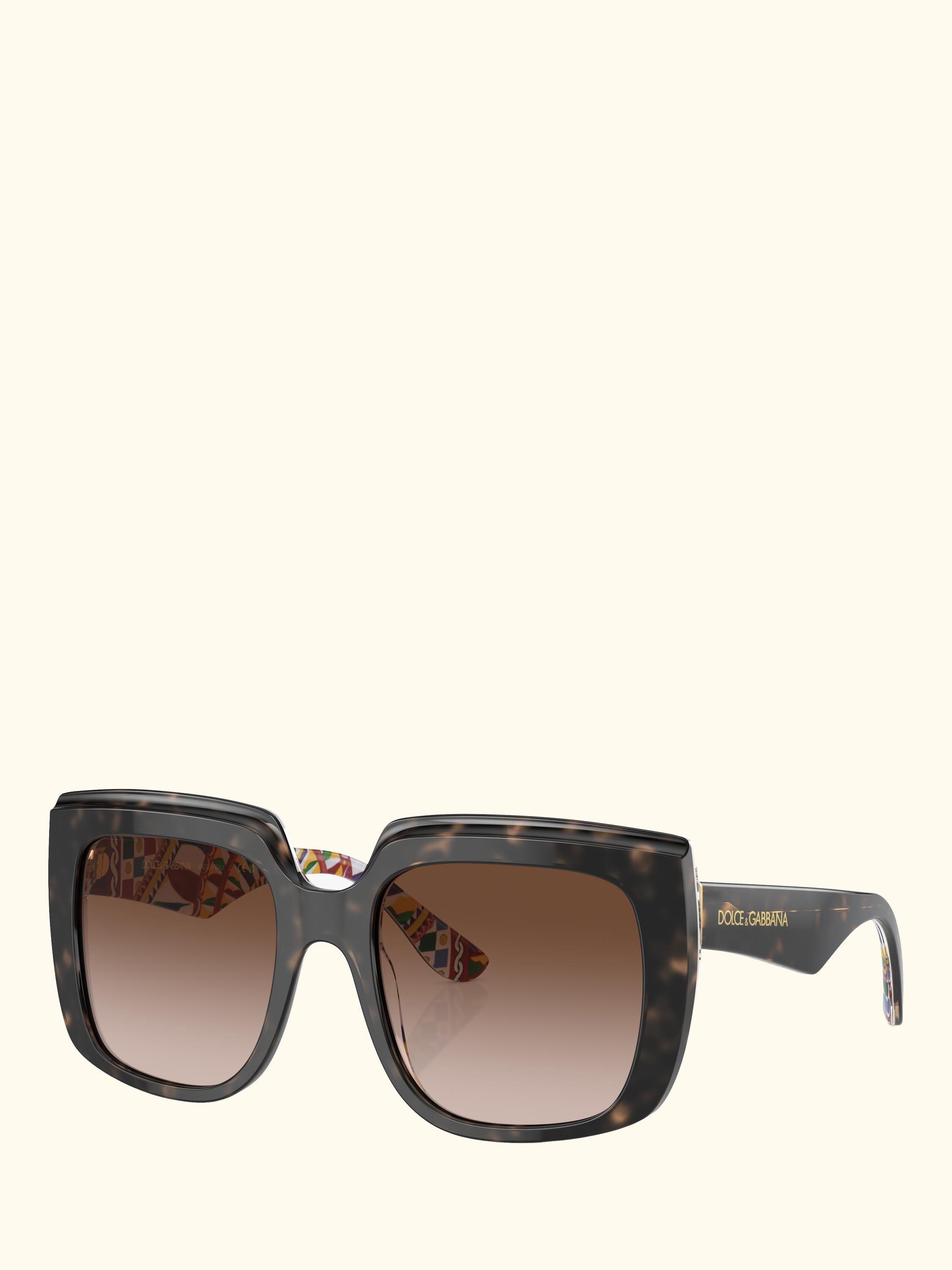 DG4414 Women's Square Gradient Sunglasses, Havana On White Barrow/Brown