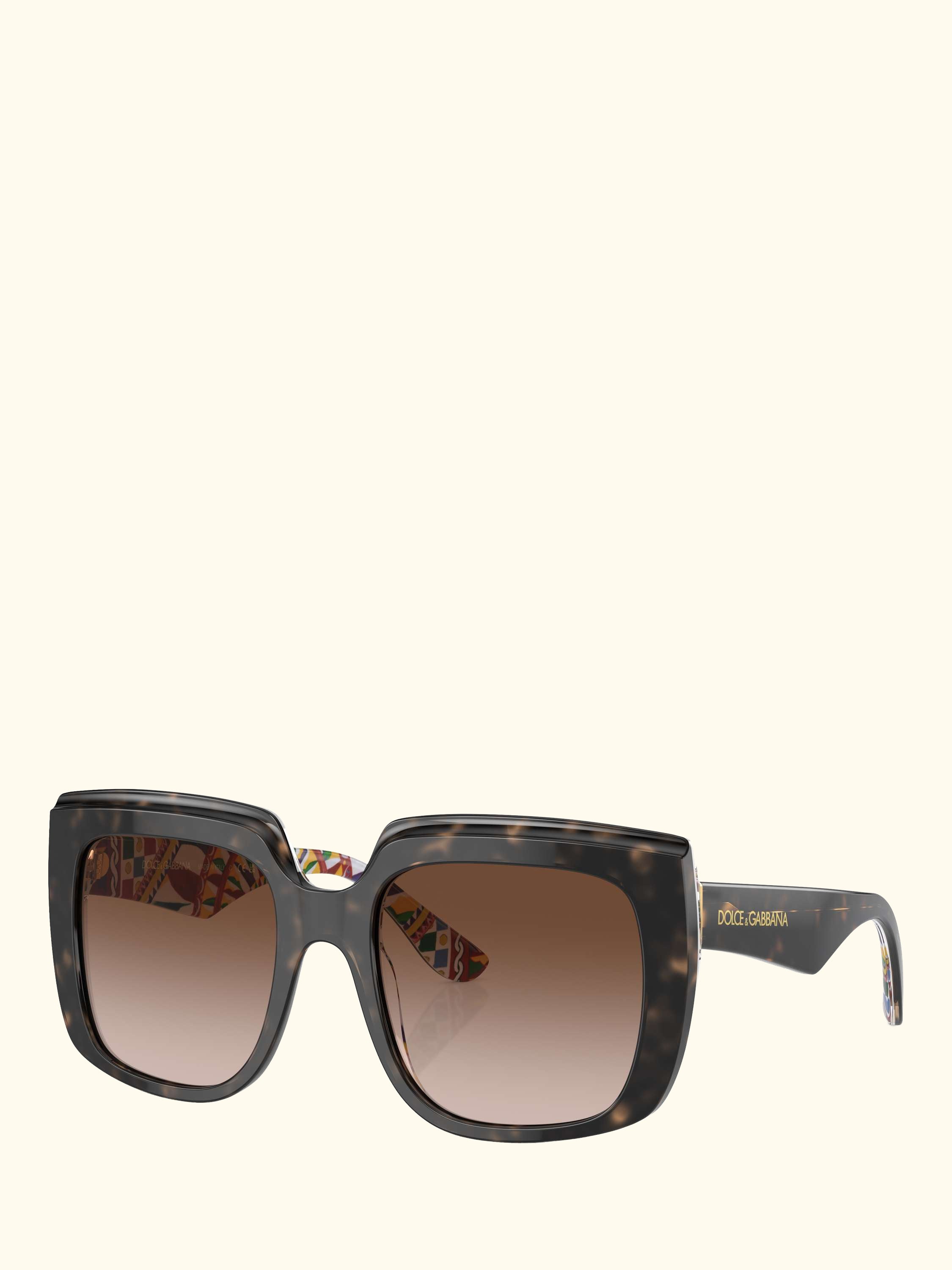 DG4414 Women's Square Gradient Sunglasses, Havana On White Barrow/Brown