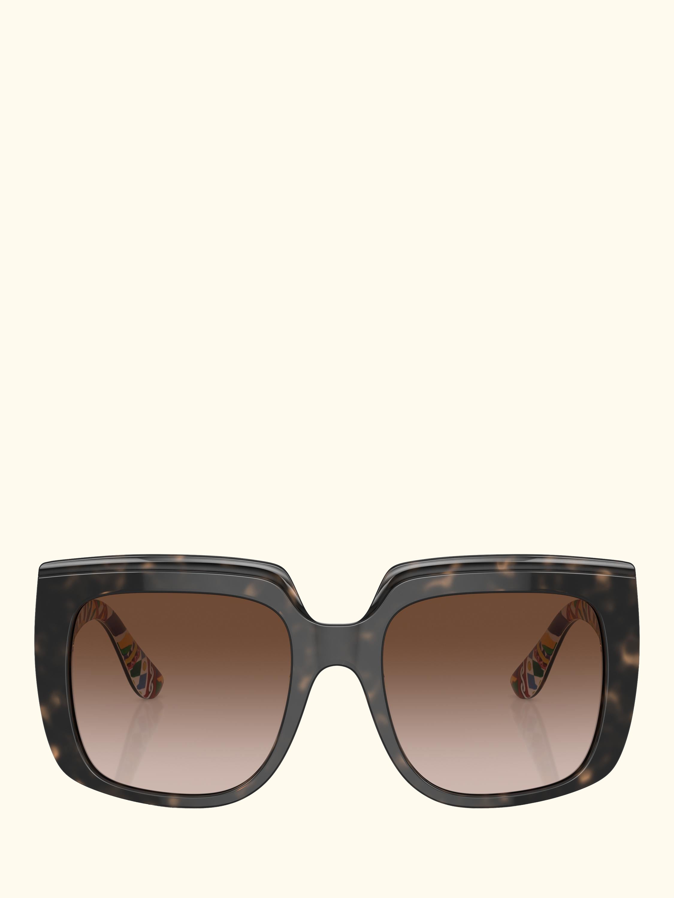 DG4414 Women's Square Gradient Sunglasses, Havana On White Barrow/Brown