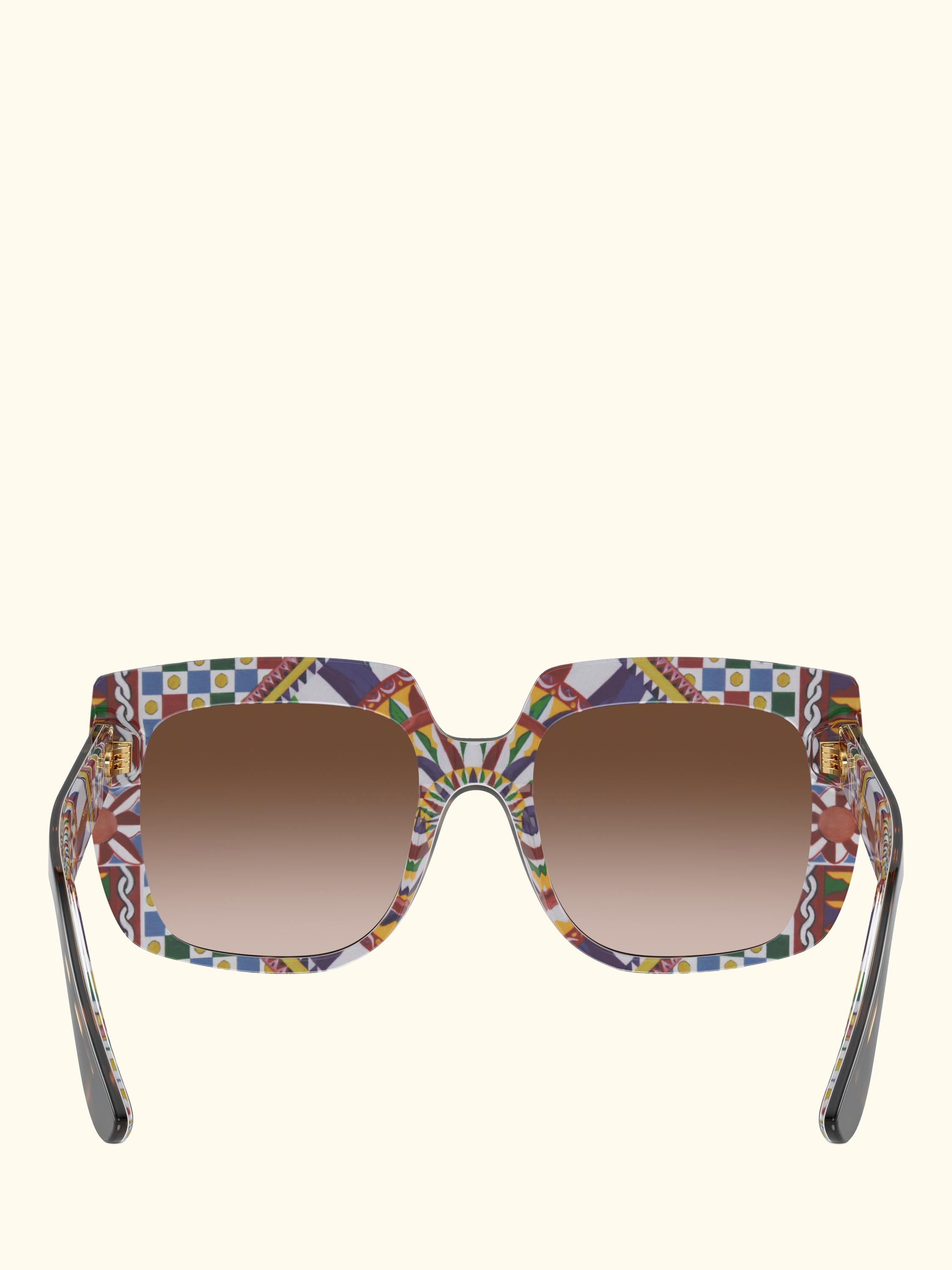 DG4414 Women's Square Gradient Sunglasses, Havana On White Barrow/Brown