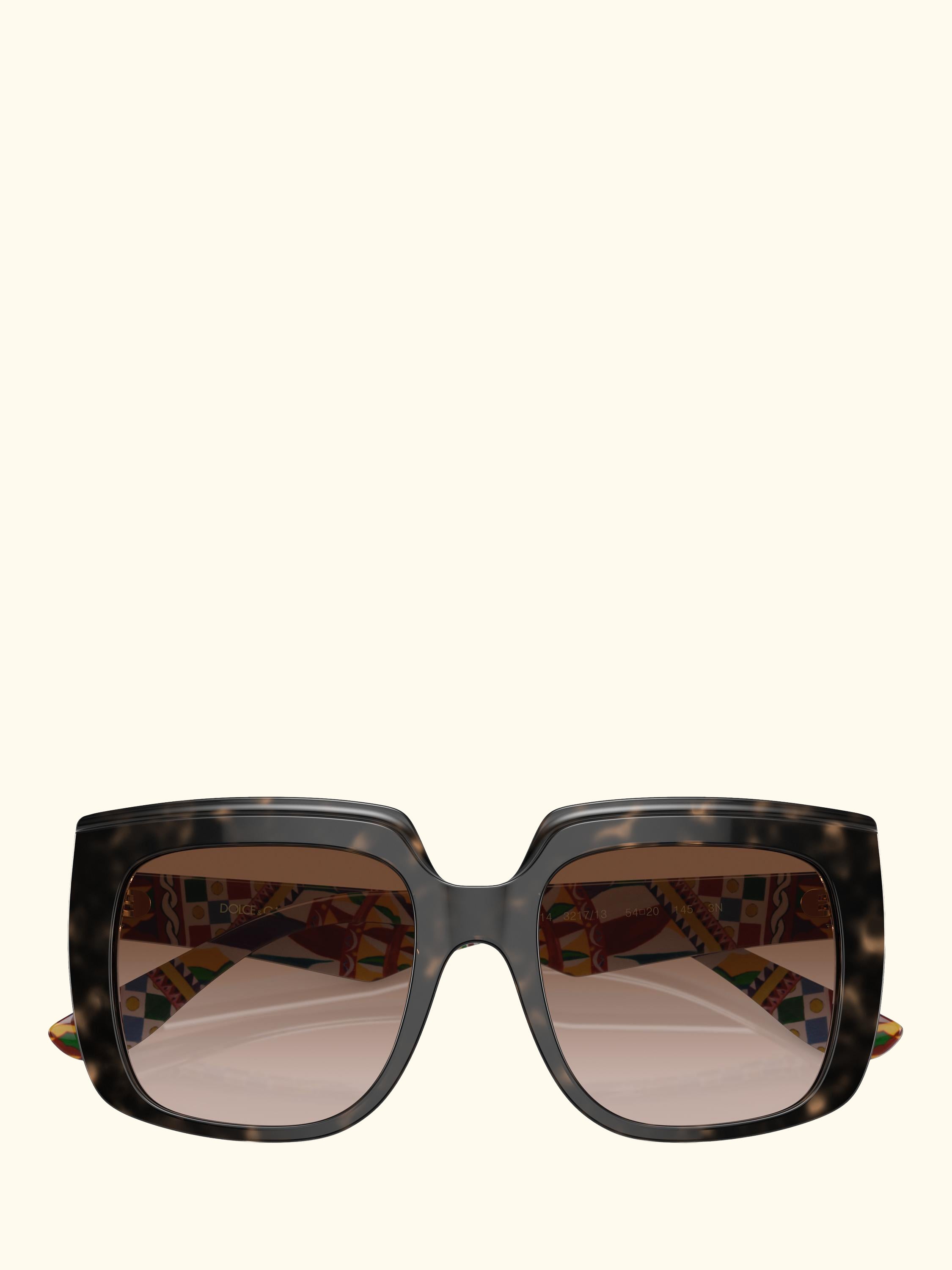 DG4414 Women's Square Gradient Sunglasses, Havana On White Barrow/Brown