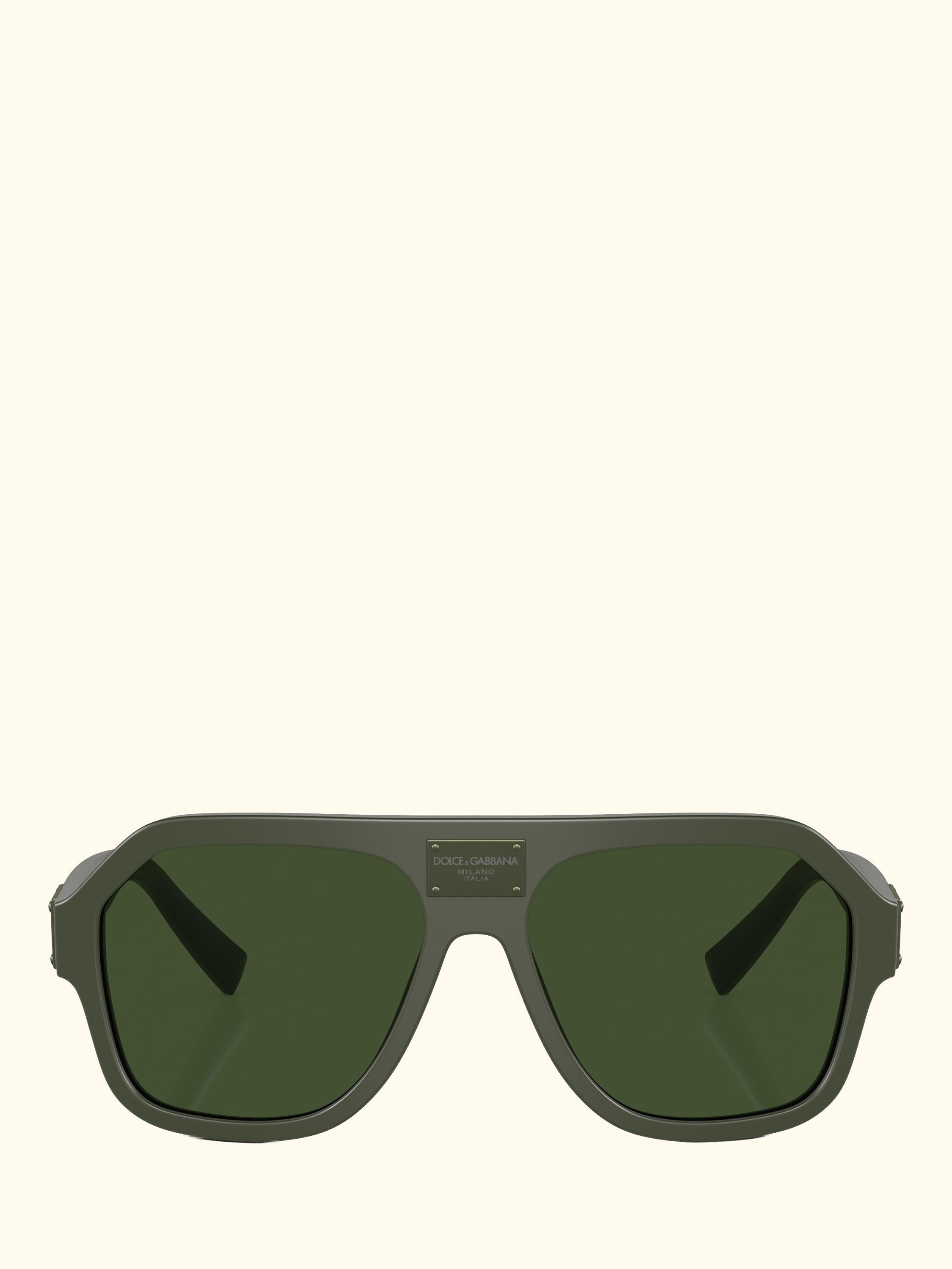 DG4433 Men's Aviator Sunglasses, Matte Dark Green/Green