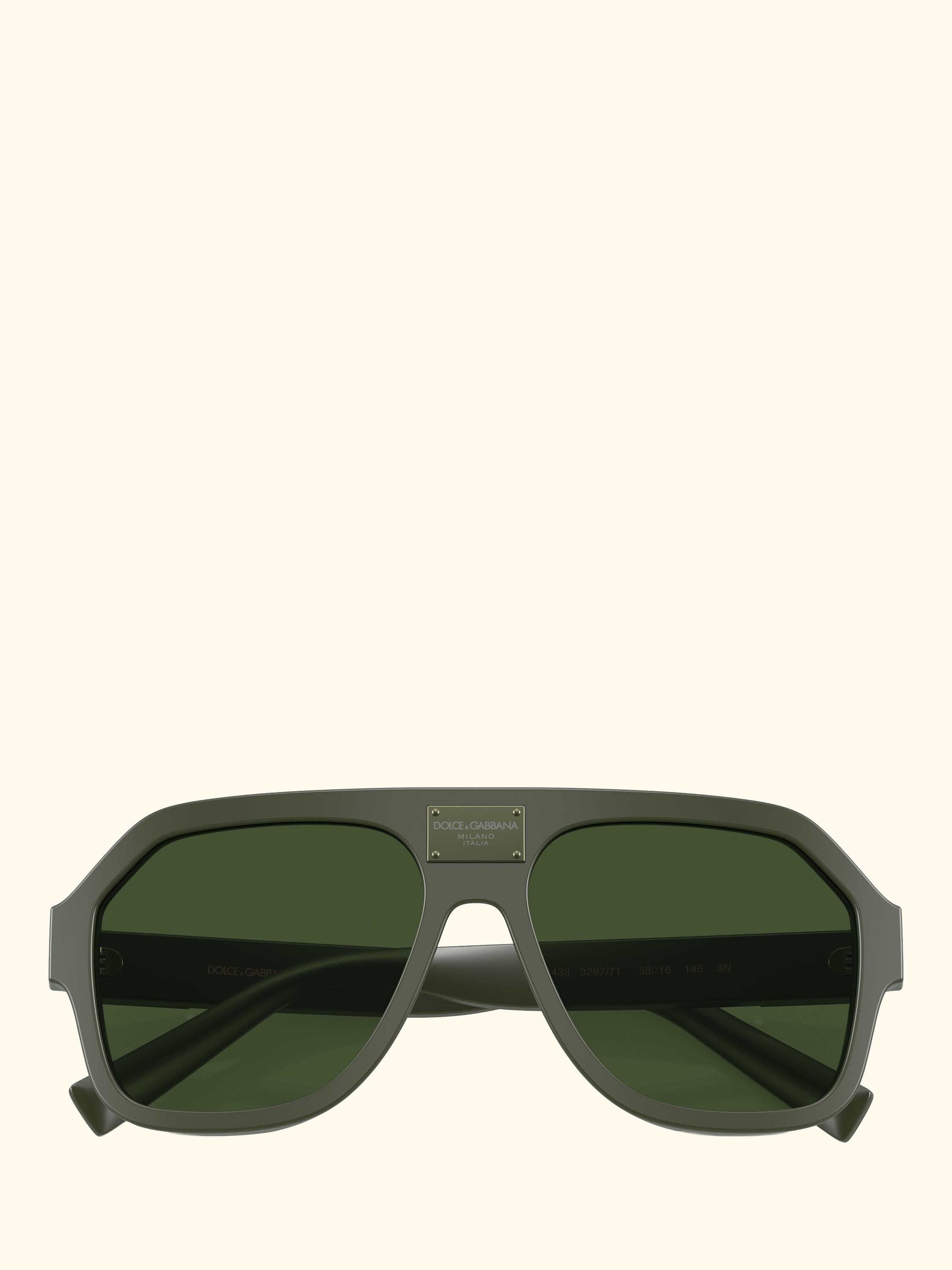 DG4433 Men's Aviator Sunglasses, Matte Dark Green/Green